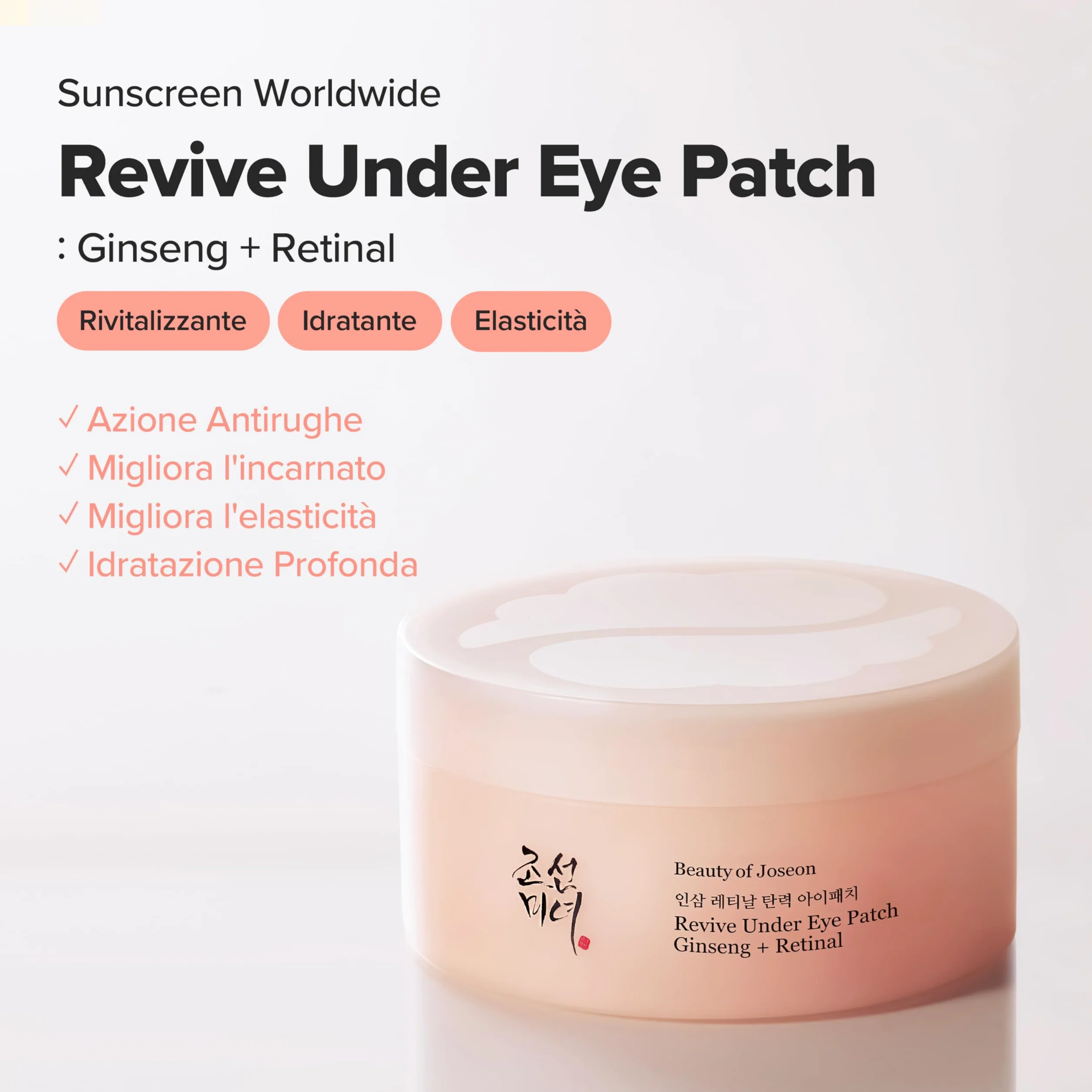 Beauty of Joseon Revive - Benda sotto gli occhi al ginseng retinico per maschere gonfie sotto gli occhi al collagene peptide per la cura della pelle coreana per donne e uomini, 60 fogli 30 paia