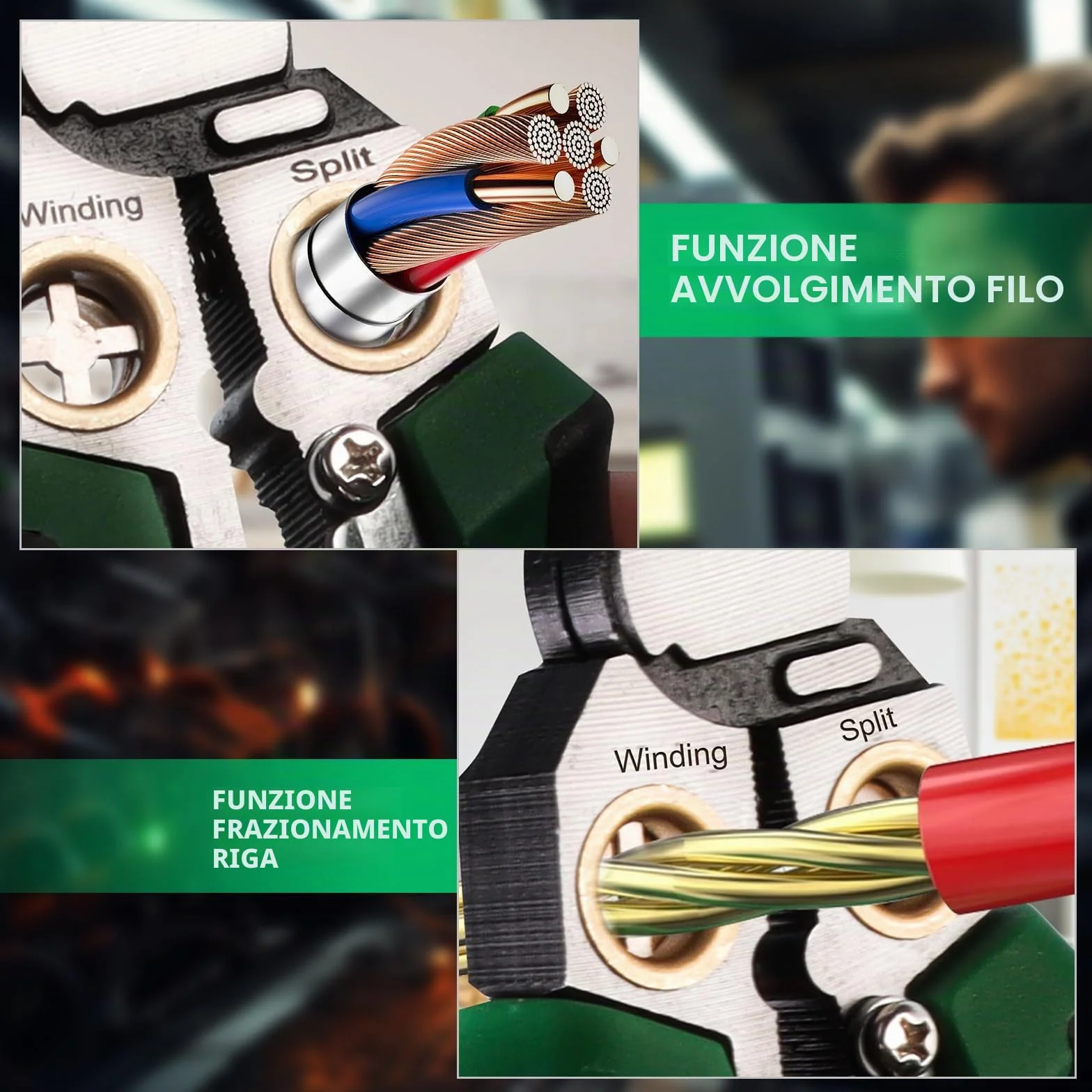 Pinza Spelafili 8 in 1 con Tester di Tensione, Utensile Elettricista Multifunzione per Tagliare, Crimpare, Tirare Cavi