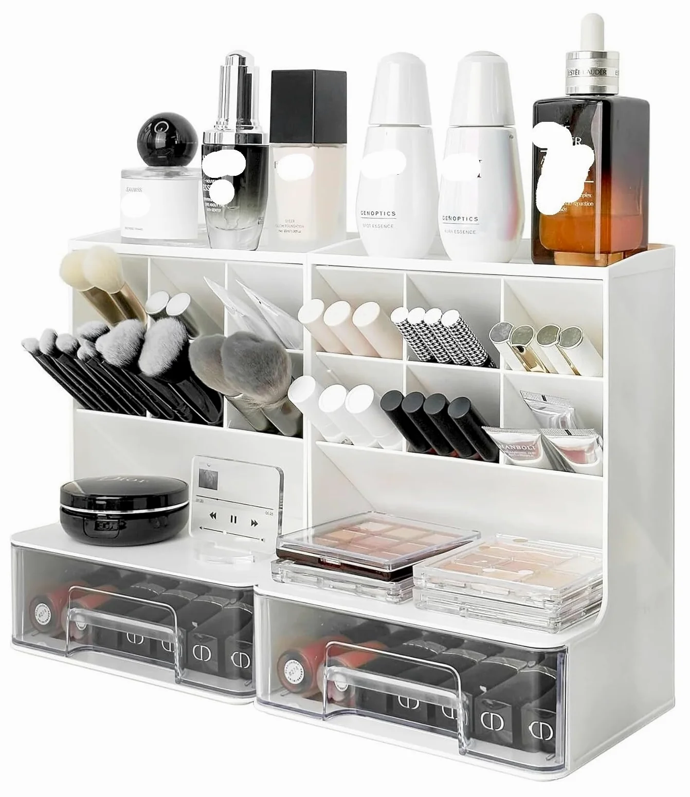 Porta Trucchi,Toeletta Organizzatori per Trucco Organizzatore Cosmetico in Plastica per Vanità da Appoggio Bagno in Camera Porta Pennelli per Multifunzione(2pcs)