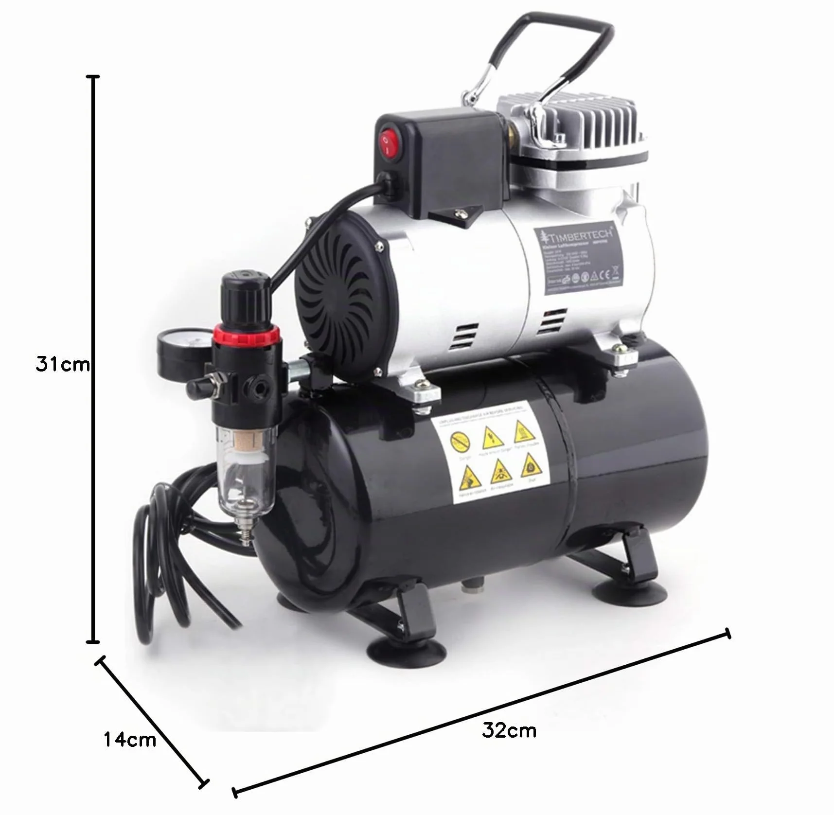 Timbertech ABPST08 Pistone Olio Compressore Aerografo Silenzioso Ventola Raffreddamento