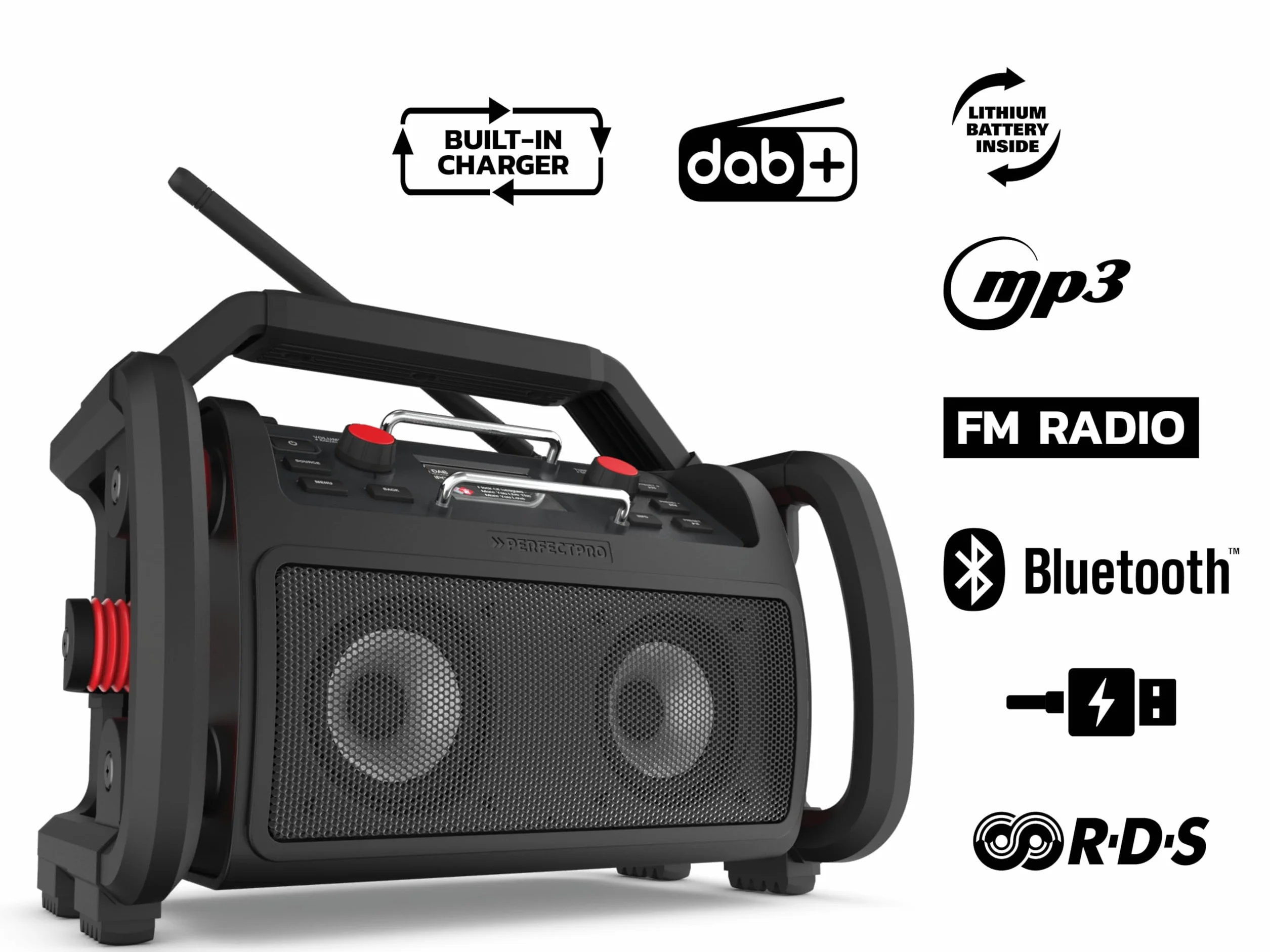 PerfectPro Rockpro Radio da cantiere DAB+ FM Bluetooth IP65 RP2