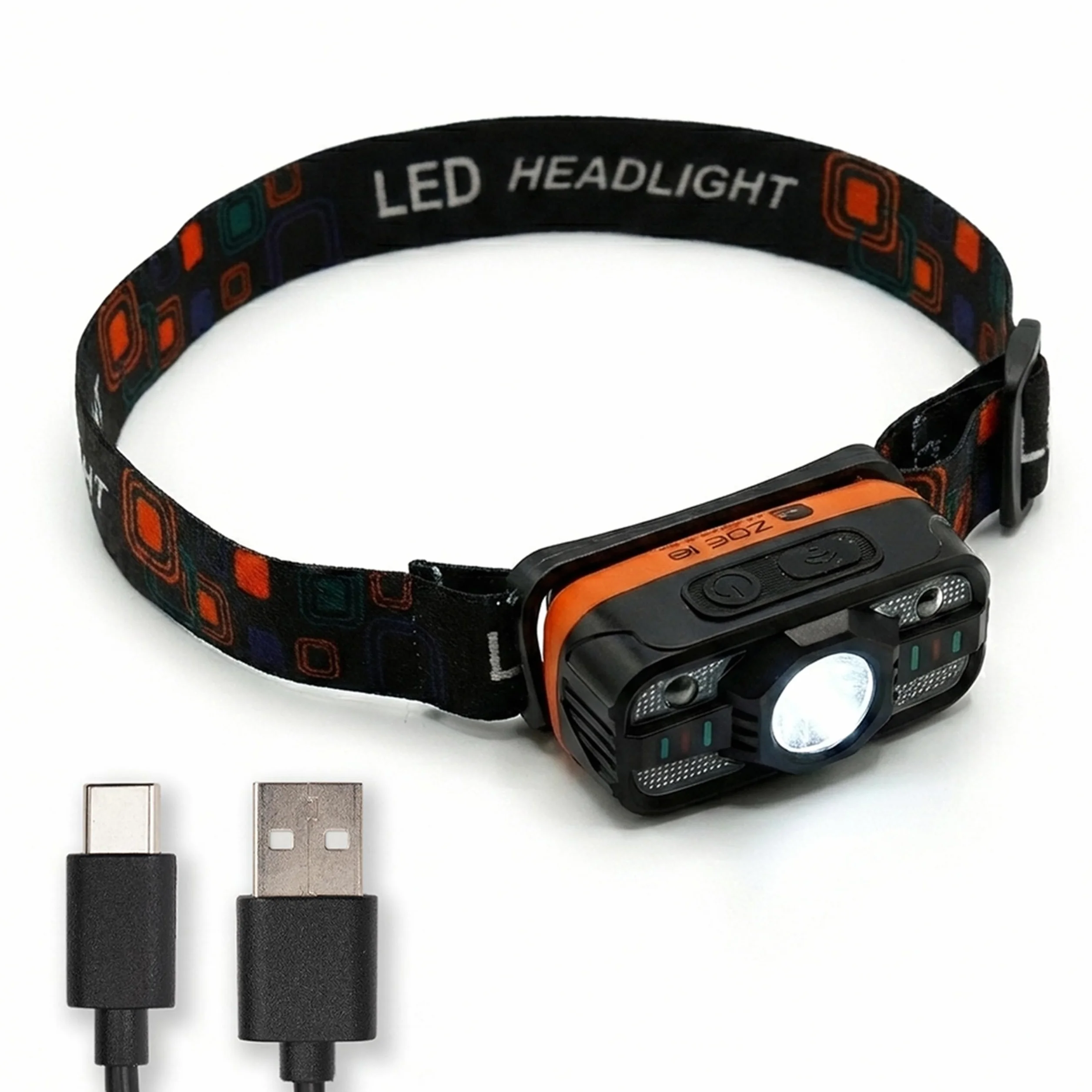 Torcia Frontale LED Ricaricabile con Sensore Movimento per Trekking Corsa Campeggio