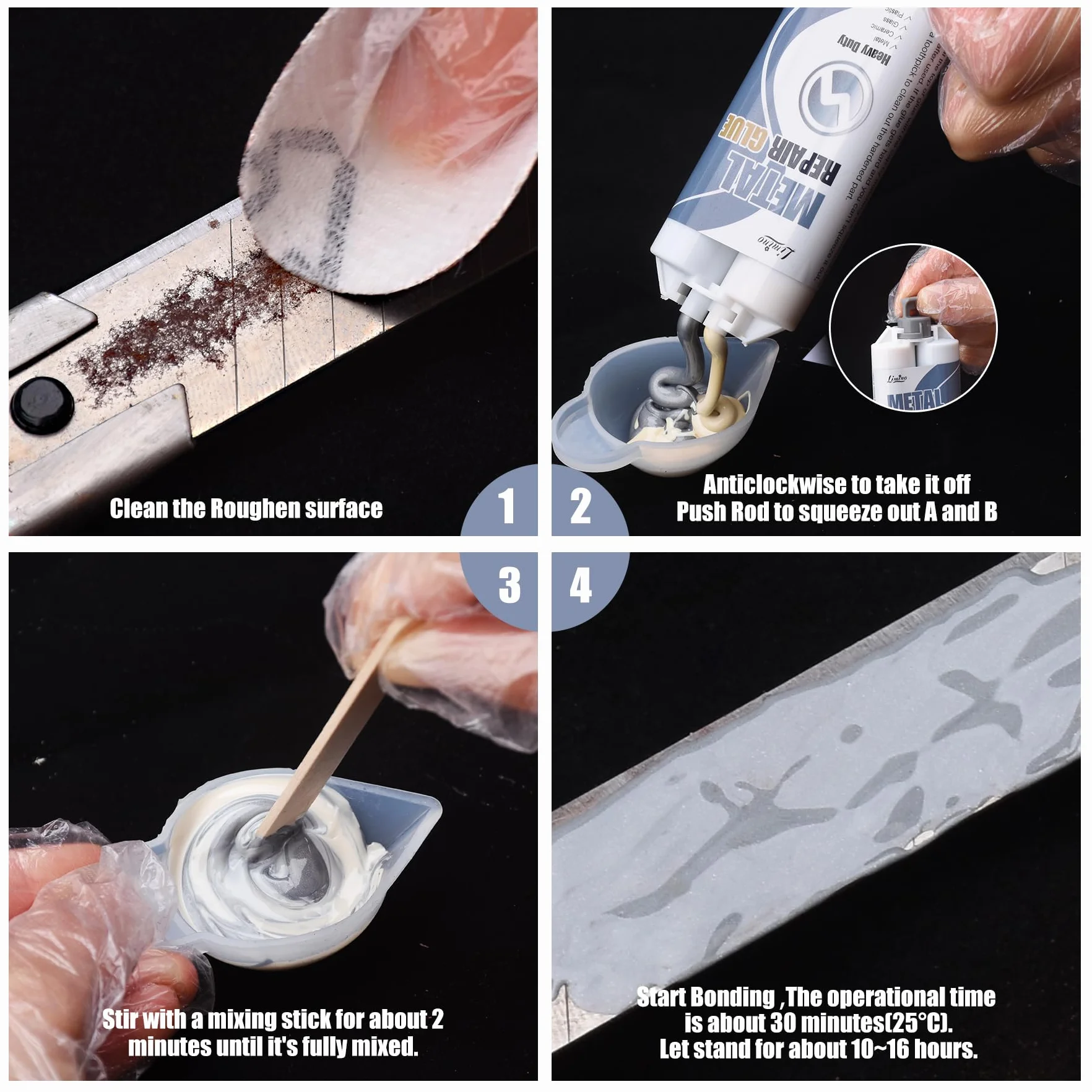 Colla Bicomponente per Saldatura in Metallo, Impermeabile e Resistente al Calore - Ripara Ceramica, Plastica, Leghe Metalliche