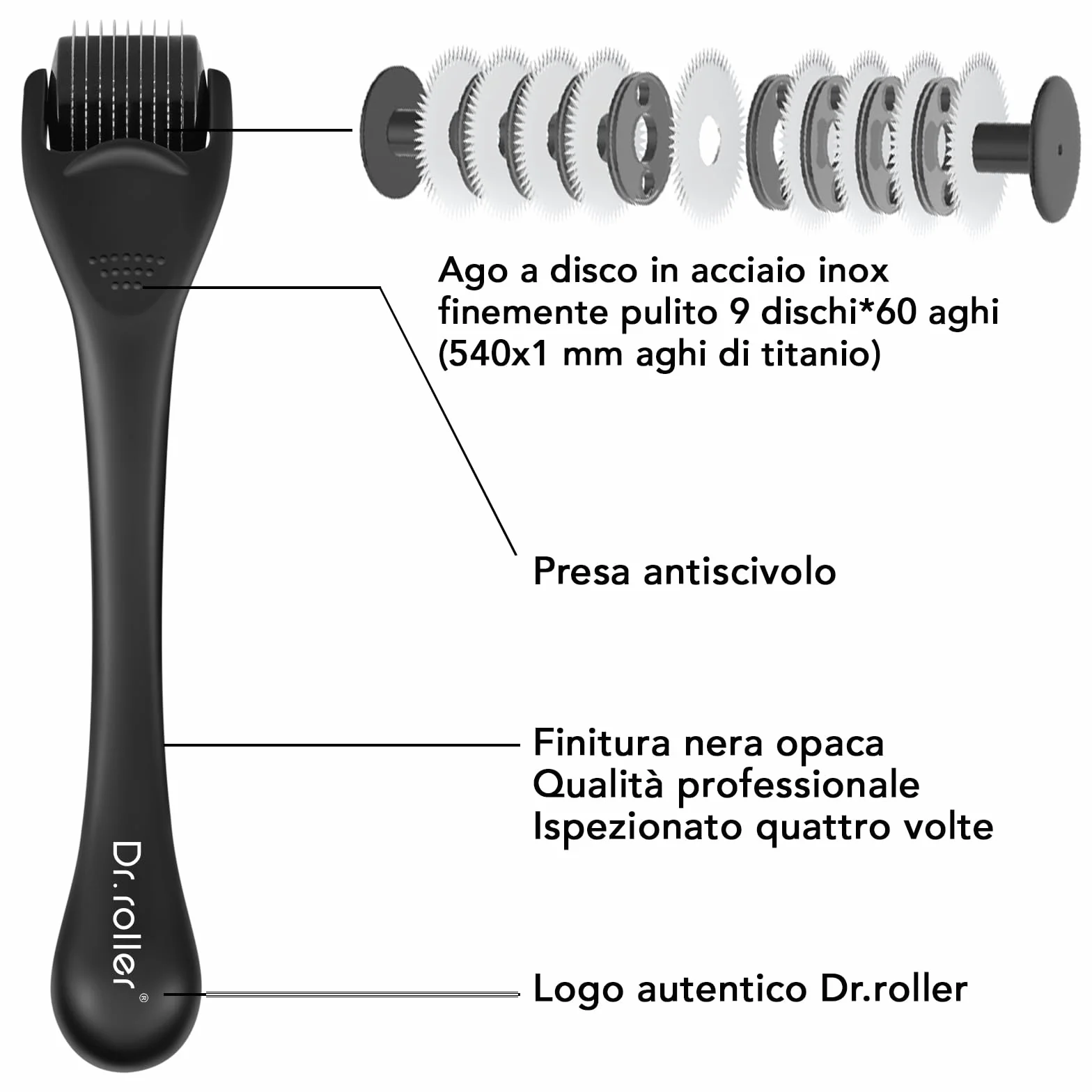 Derma Roller, Microneedling, 1 mm Derma Roller Capelli Viso Uomo e Donna, Microneedle Beard Roller 540 Ago di Titanio