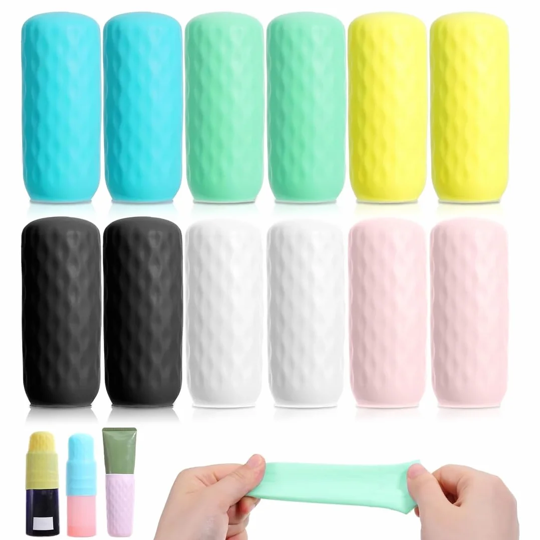 12 Pezzi Copribottiglie in Silicone per Viaggi Maniche Elastiche per la Protezione dalle Perdite Protezione dalle Perdite da Viaggio Riutilizzabili per Contenitori per Bagnoschiuma