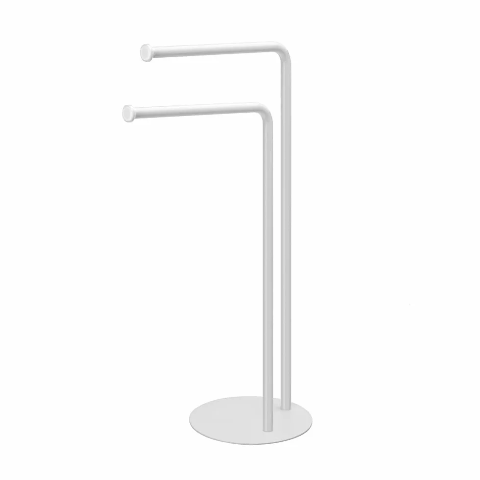 Inbagno Piantana Bagno Portasciugamani salvaspazio H 69,5 cm 2 Barre Acciaio Bianco