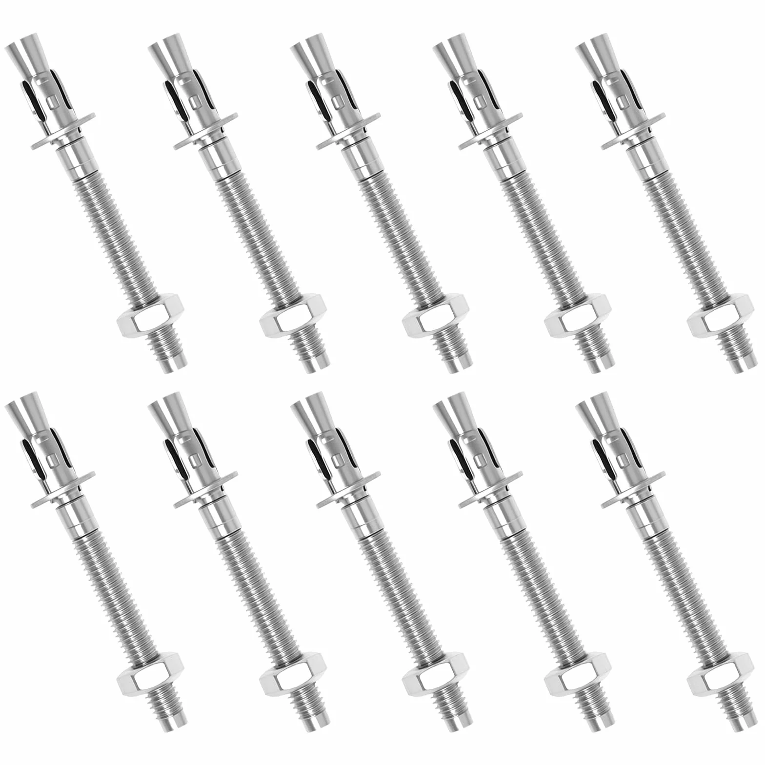 Tasselli per carichi pesanti M8 x 80 mm, ancoraggi in acciaio inox A2 V2A, con rondelle e dadi