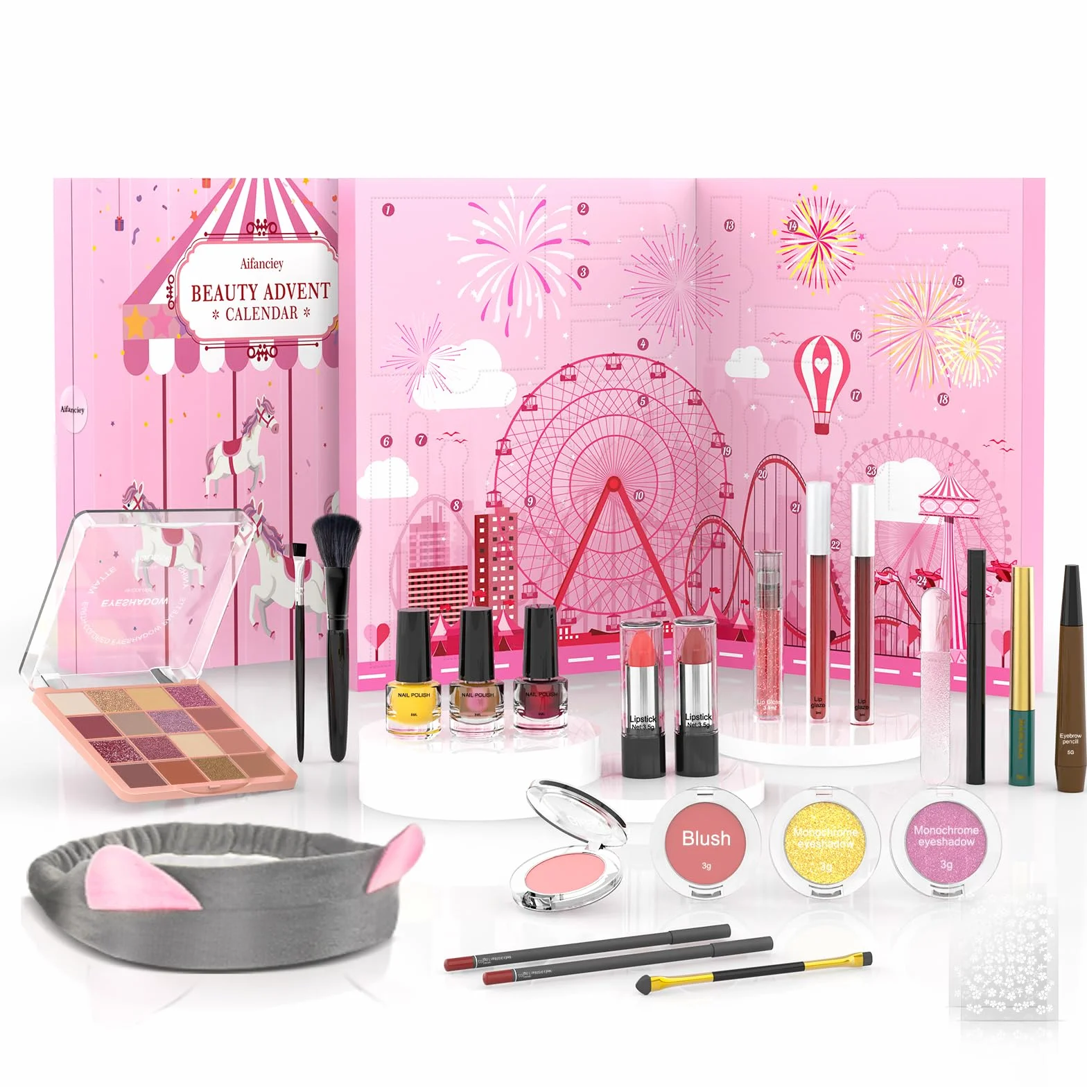 Calendario dell'Avvento Beauty 2025 Calendario Avvento Makeup - Calendario Conto alla Rovescia Natale Set da 24 Prodotti per Occhi, Viso, Labbra e Unghie - Regalo per Ragazze, Adolescenti e Donne
