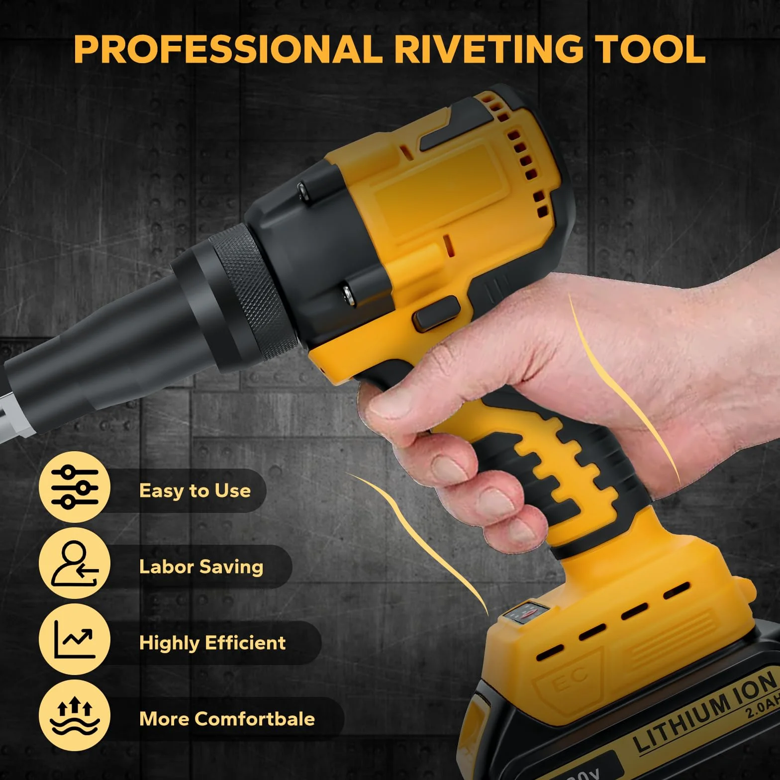 Pistola rivettatrice professionale per Dewalt 20 V per metallo, plastica, pelle