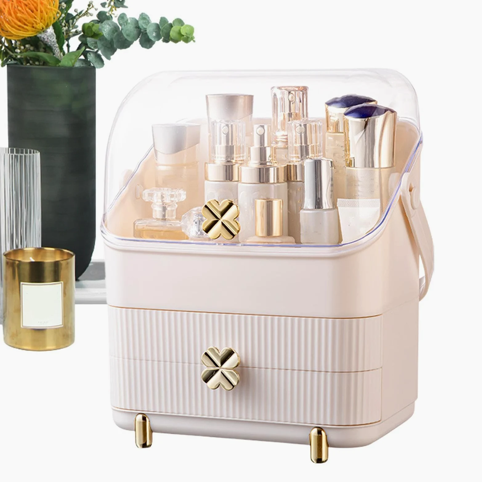 Generico Organizer Per Trucchi Da Piano Espositori Per Pennelli Cosmetici | Organizer Trucco con Coperchio Trasparente Impermeabile e Antipolvere Per Cucina Toeletta Bagno