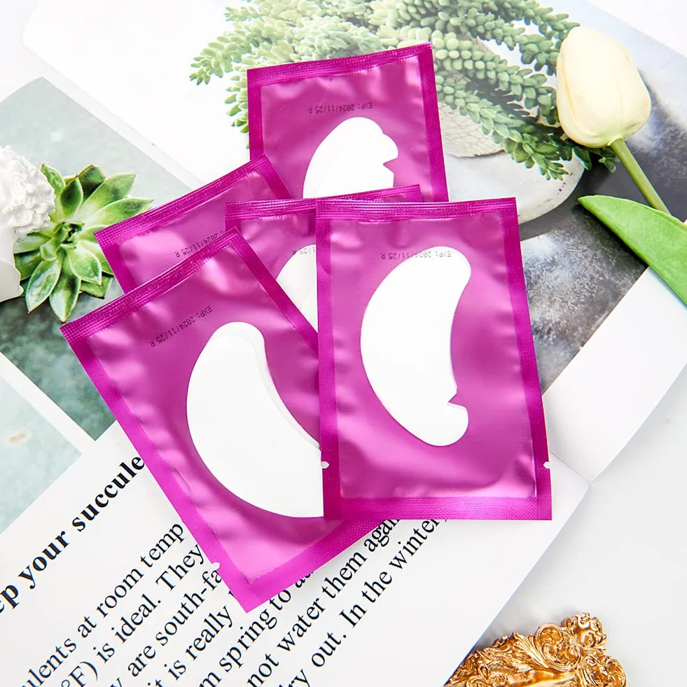 Lunamoon Cerotti per Estensioni Ciglia Eyelash Pads Occhio Patch Extension Ciglia Pads Occhi da Ciglia Finte Eye Gel Patches for Eyelash Extension 50 Paio (Purple)