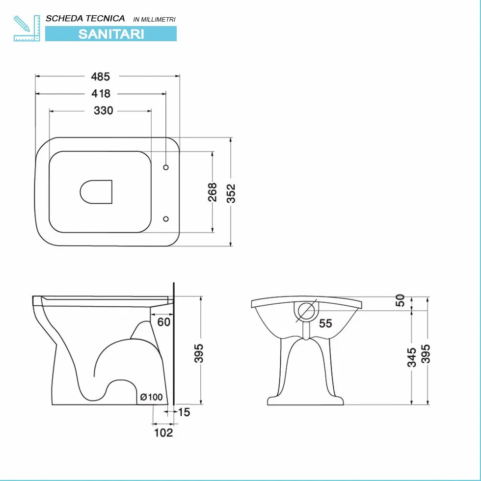 Zestaw sanitariów GINEVRA WC bidet lavabo 60 cm ceramika biały połysk