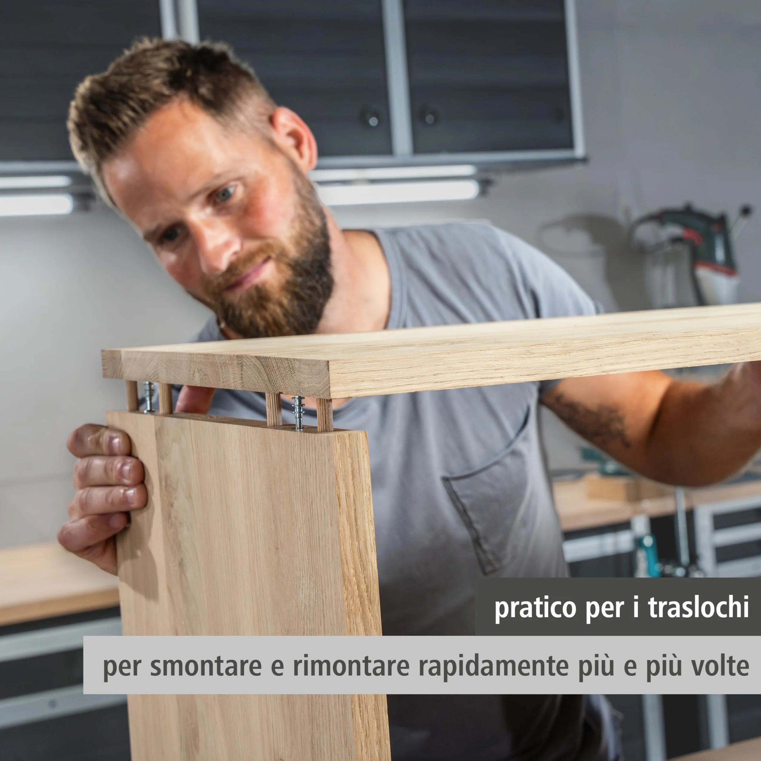 Wolfcraft Set Giunzioni Eccentriche per Mobili, Dima Foratura con Punte, Arresti Profondità, Tasselli Legno per Giunzioni Piane, Angolo e T