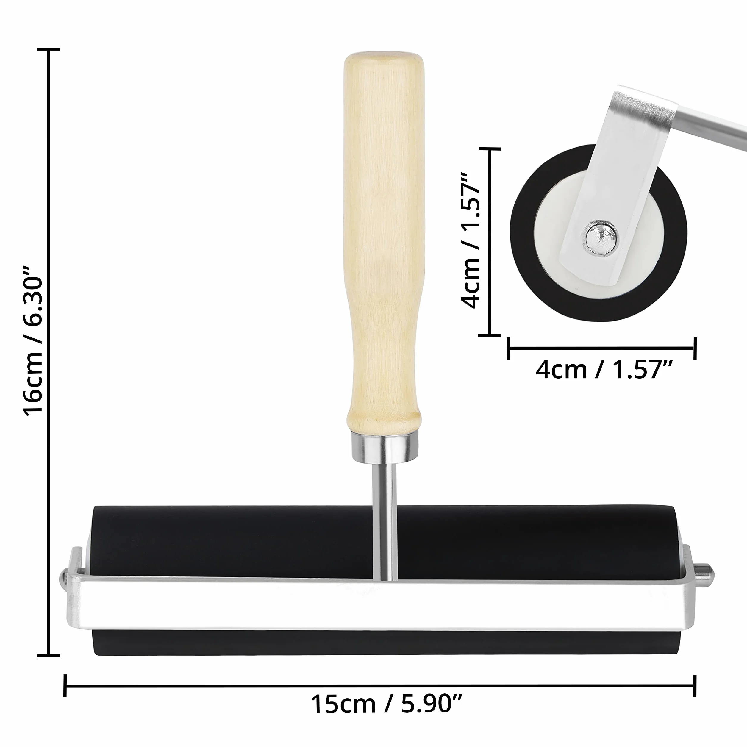 Kurtzy Stampo in Gomma Rullo con Manico in Legno da 15 cm Lino Brayer Nero Duro per Stampa