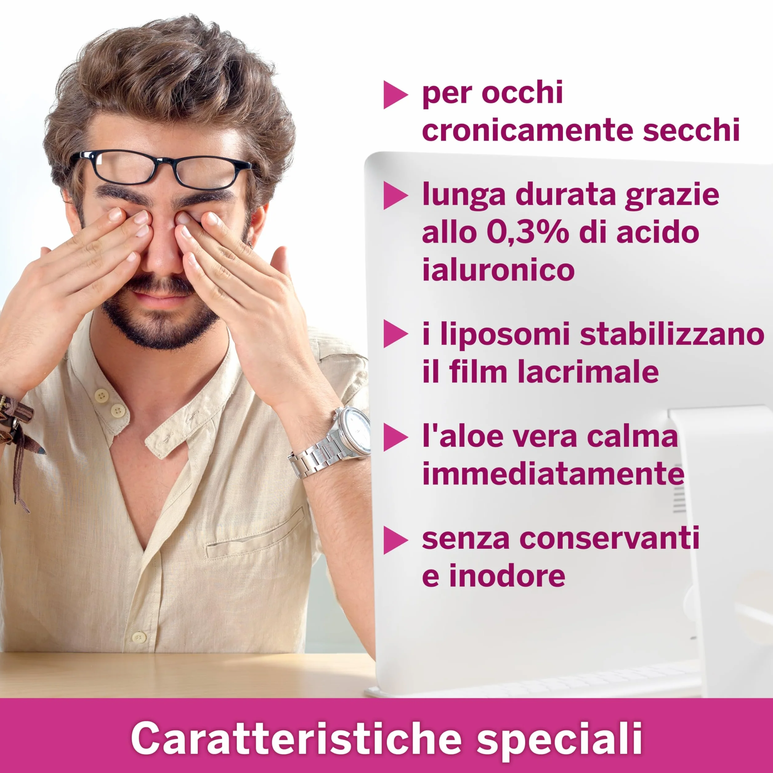 Ocuvers Complete spray oculare con 0,3% di acido ialuronico, liposomi, aloe vera, vitamina B5 e vitamina E – Spray per occhi secchi – L’alternativa alle gocce oculari, 10 ml