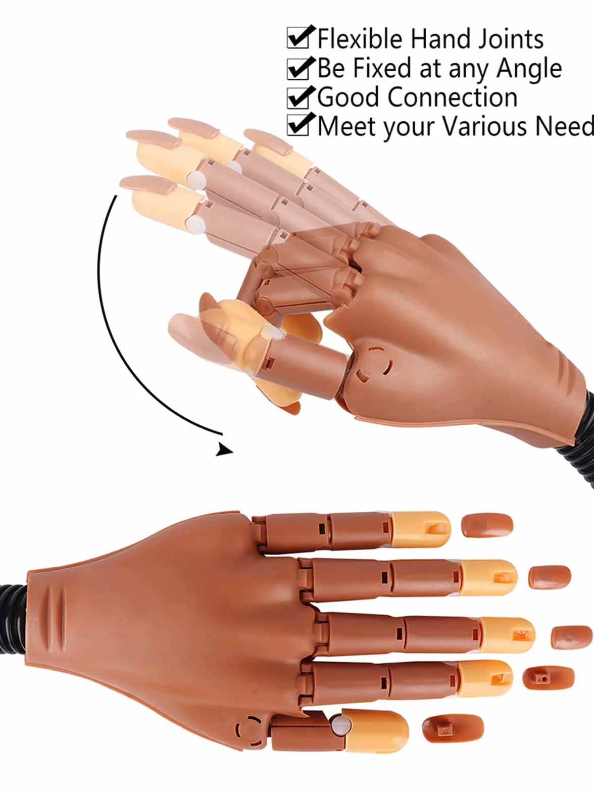 Deciniee Mano Finta per Ricostruzione Unghie,300 Pezzi Formazione Punte per Unghie e Mano Pratica,Strumenti Professionali per Mani per Arte Delle Unghie,Mani Finte Flessibili Regolabili per Manicure