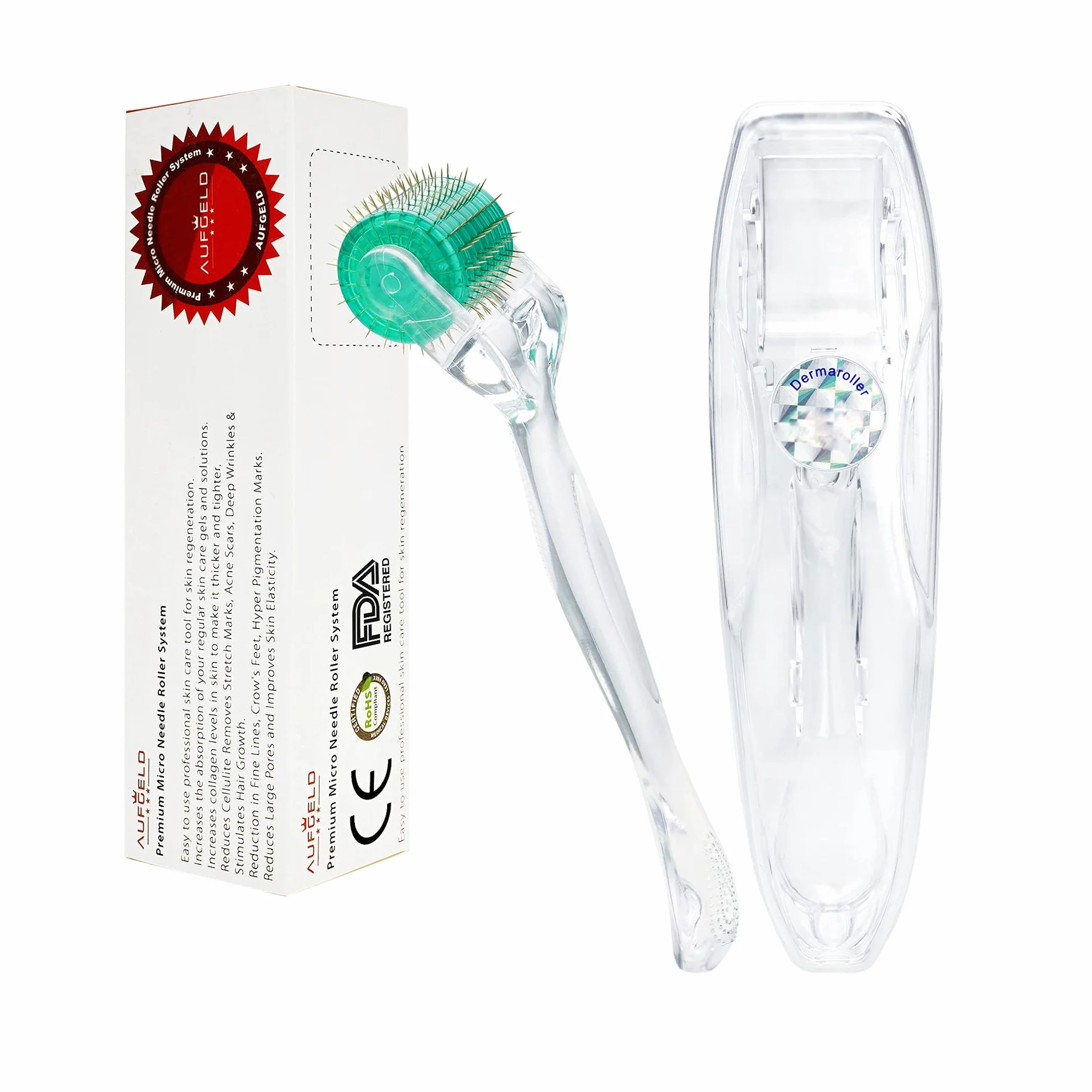 AG192 Dermaroller 1.5mm con micro-aghi in titanio per la cura della pelle, per le rughe del viso, perdita di capelli, smagliature, ricrescita dei capelli, kit per microneedling