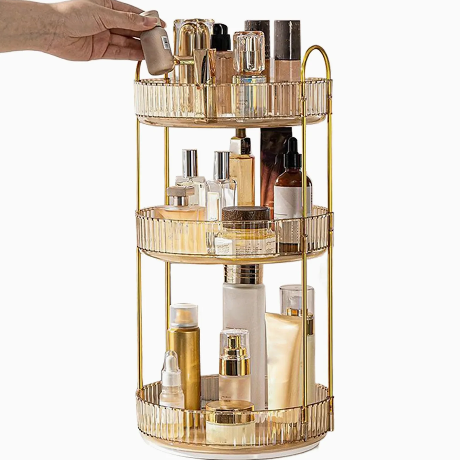 Organizzatore Di Trucco Girevole Organizzatore Trucco A 360 Gradi Rotante | Contenitore Silenzioso Con Design Ampio E Moderno Per Bagno Cassetta Toeletta Camera Da