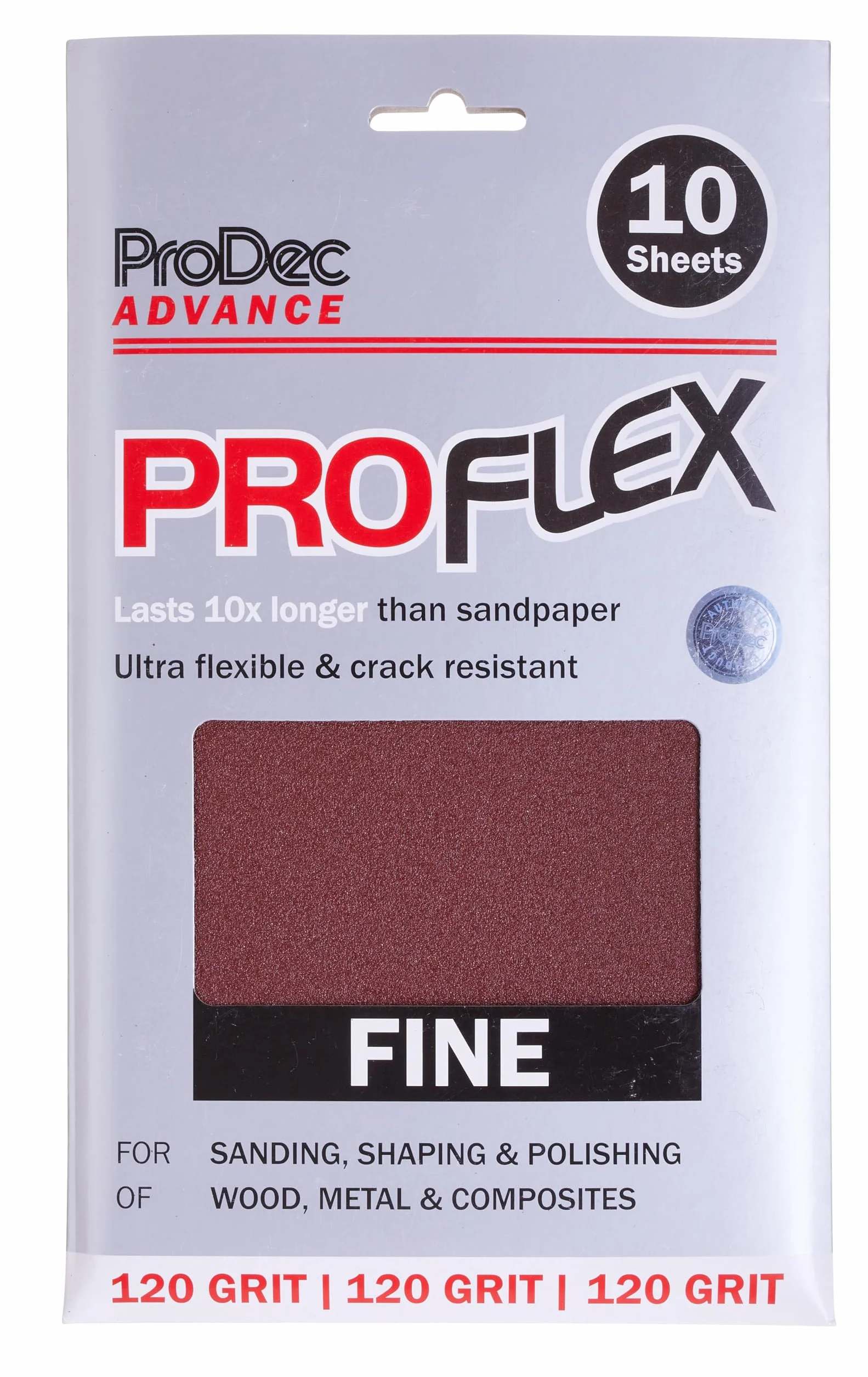ProDec Advance Proflex Carta Abrasiva Ossido di Alluminio Grana 120 230x140 mm 10 Fogli