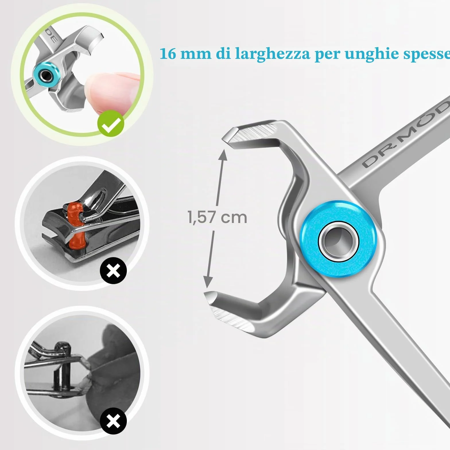Tagliaunghie uomo piedi, DRMODE tagliaunghie professionale grande per anziani unghie spesse con ampia apertura da 16 mm, curva acuta taglia unghie per piedi mani uomo con lima per unghie