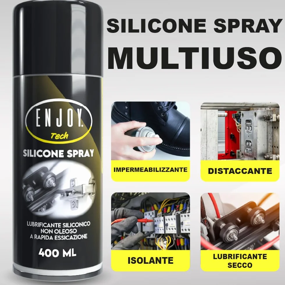 ENJOY TECH Silicone Spray Lubrificante 400 ml Protezione Anticorrosione Impermeabile Made in Italy