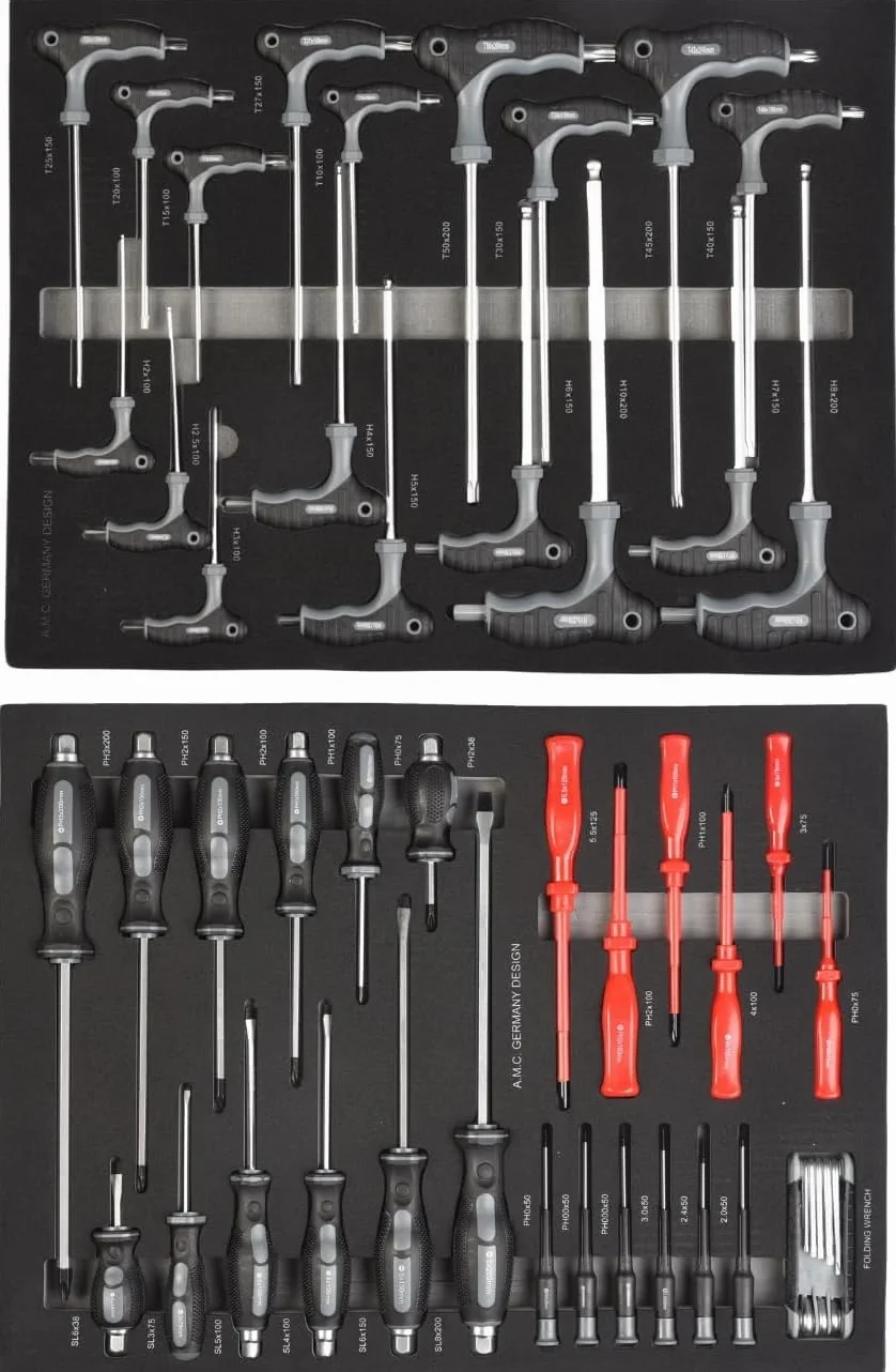 GrecoShop Carrello Attrezzi Portautensili Officina 428 Utensili 6 Cassetti Chiusura a Chiave Organizer Ruote Struttura Rinforzata Carbon Look
