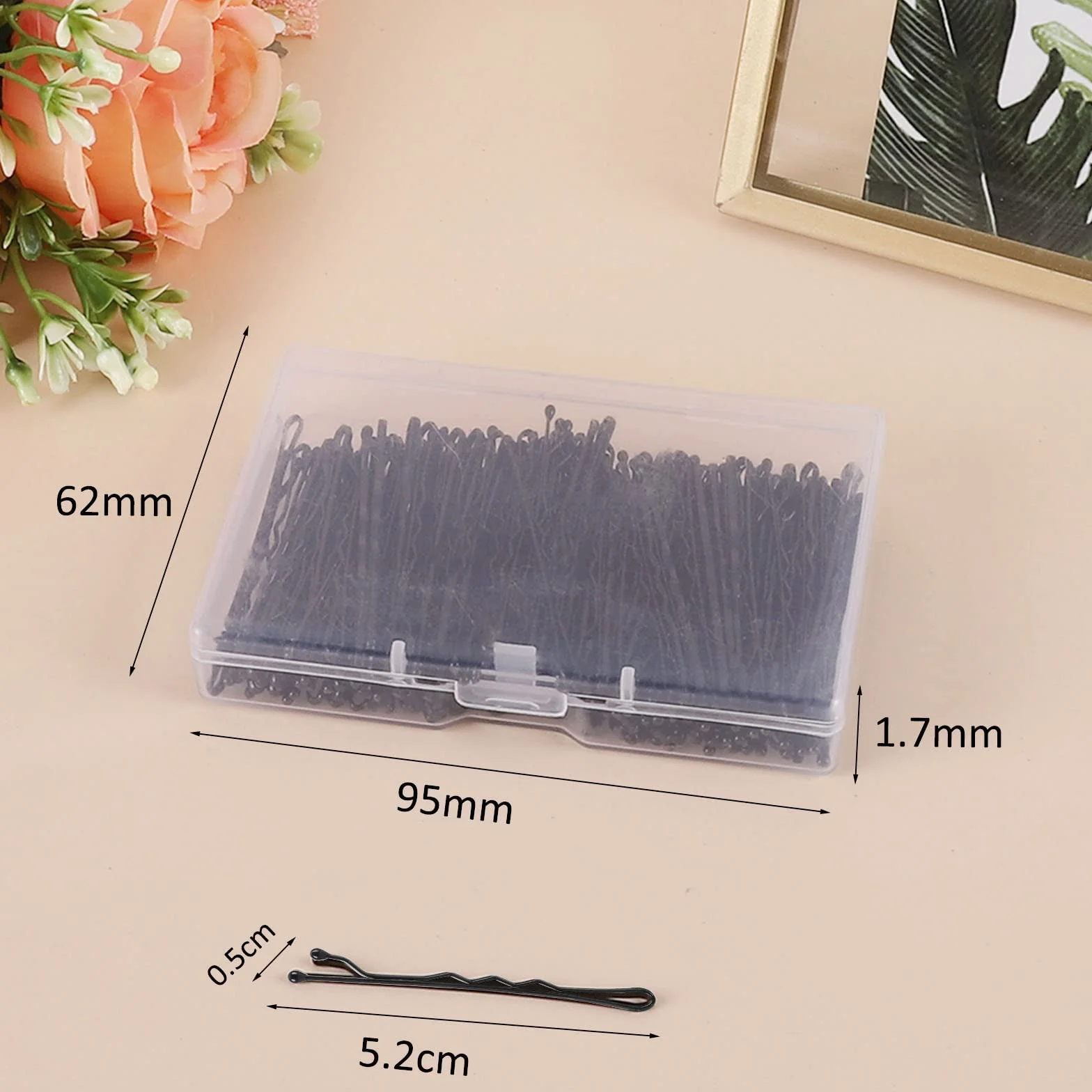Laicky Forcine, 200 pezzi le forcine Nero Forcine per capelli con scatola per donna Lady Girls Kids Onda Molletta Fermaglio per capelli Accessori per capelli (Nero, 5.2CM)