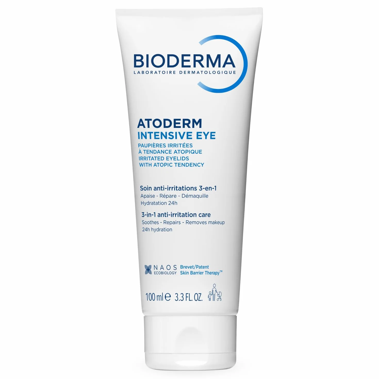 BIODERMA Atoderm Intensive Eye - Trattamento Palpebrale 3-in-1 Detergente, Lenitivo e Riparatore - Buona Base per il Trucco - Pelle molto Secca e Irritata con Tendenza Atopica - Tubo da 100 ml