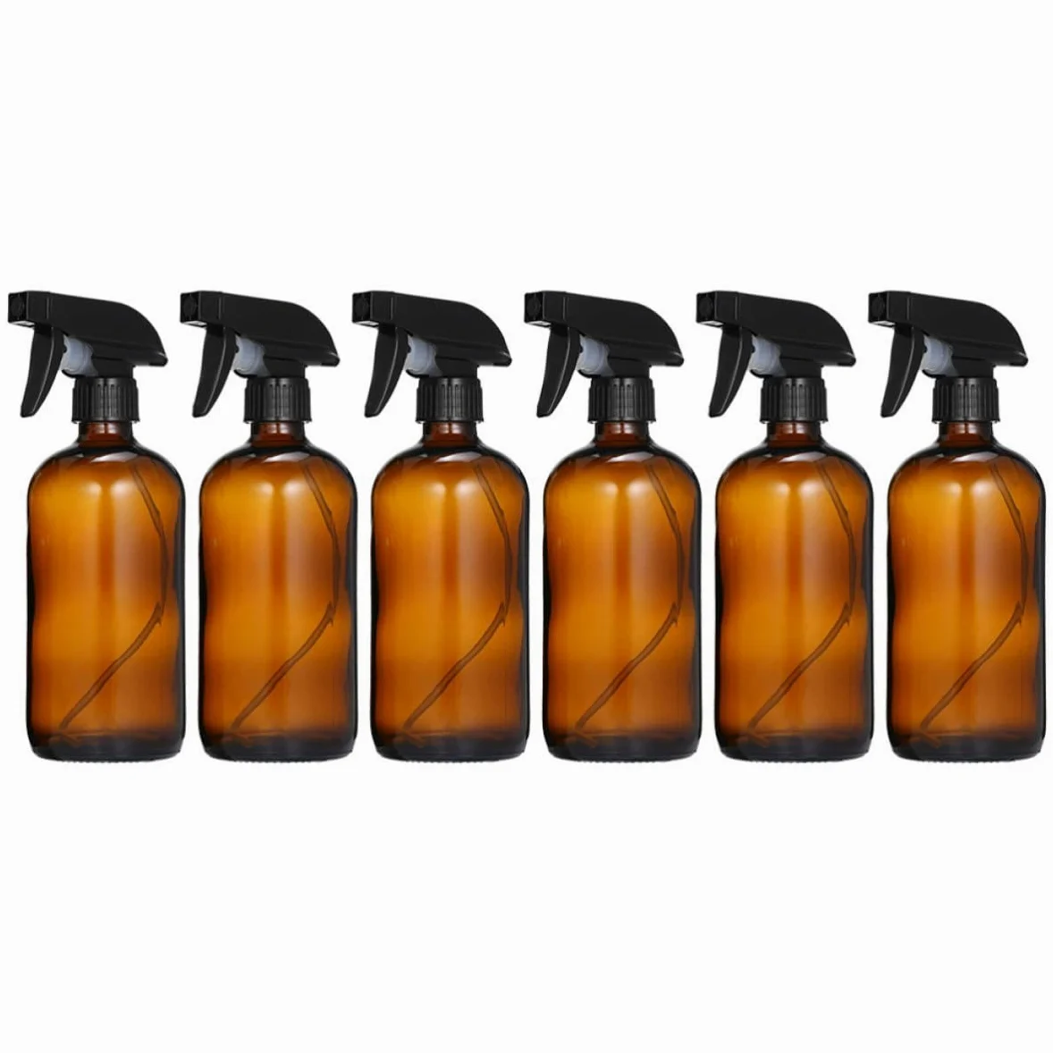 SHINEOFI 6 Pezzi Flacone Spray in Vetro Marrone 500ml Trigger per Liquidi | Formato Portatile, Nebulizzazione Fine, per Profumo e Make Up, Uso Outdoor, Design a Grilletto