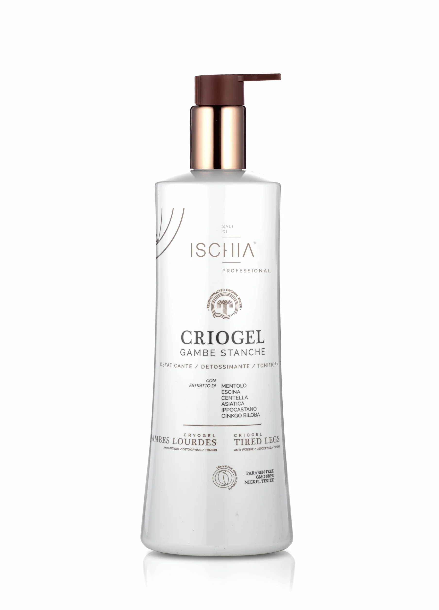 Ischia Eau Thermale [500 ml.] Criogel Gambe Stanche - Gel ad azione Defaticante, Detossinante e Tonificante - Effetto Freddo - Nickel Tested