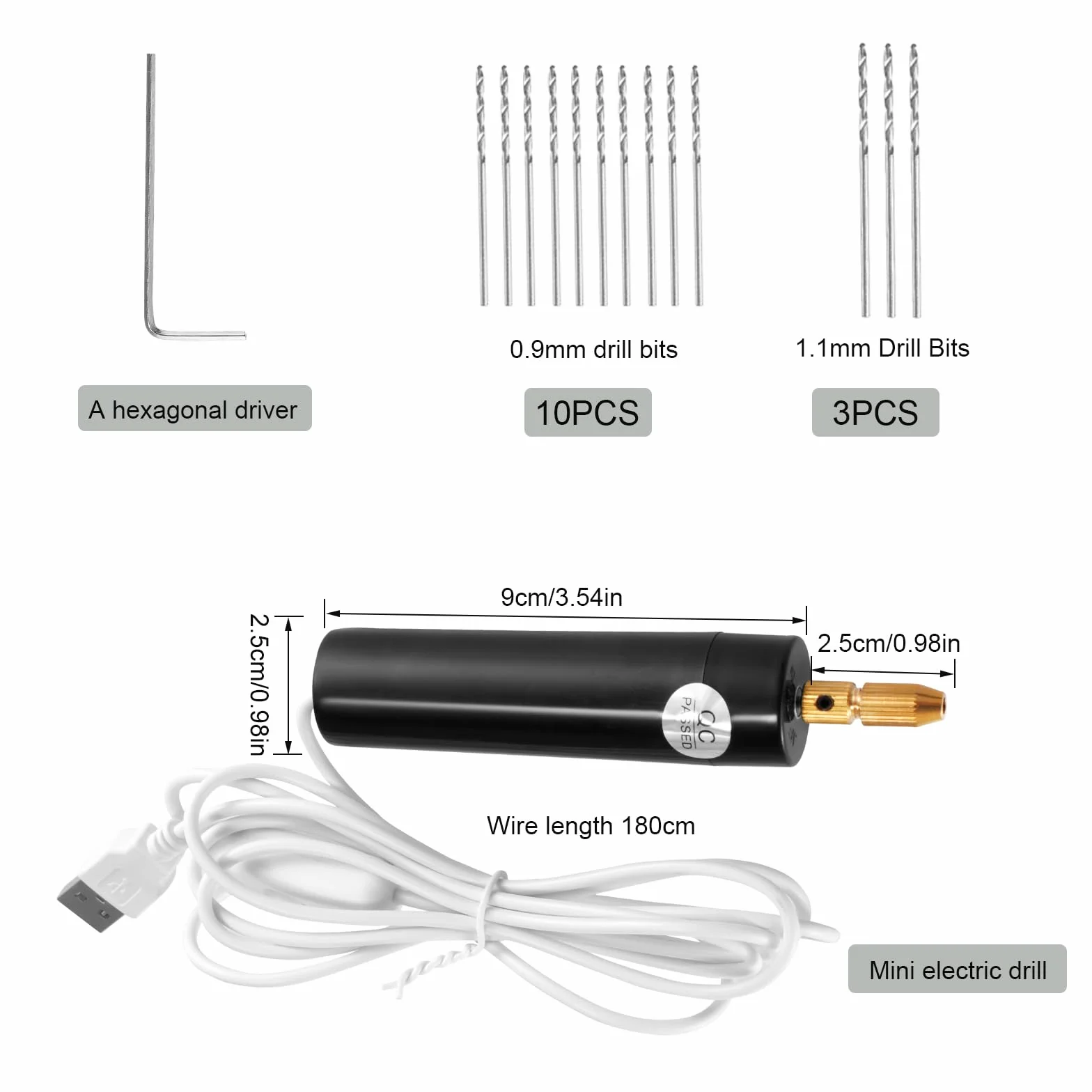 Mini Trapani Elettrici Portatile 5V Ricaricabile con 9 Pezzi Trapano USB Foratura Legno Plastica