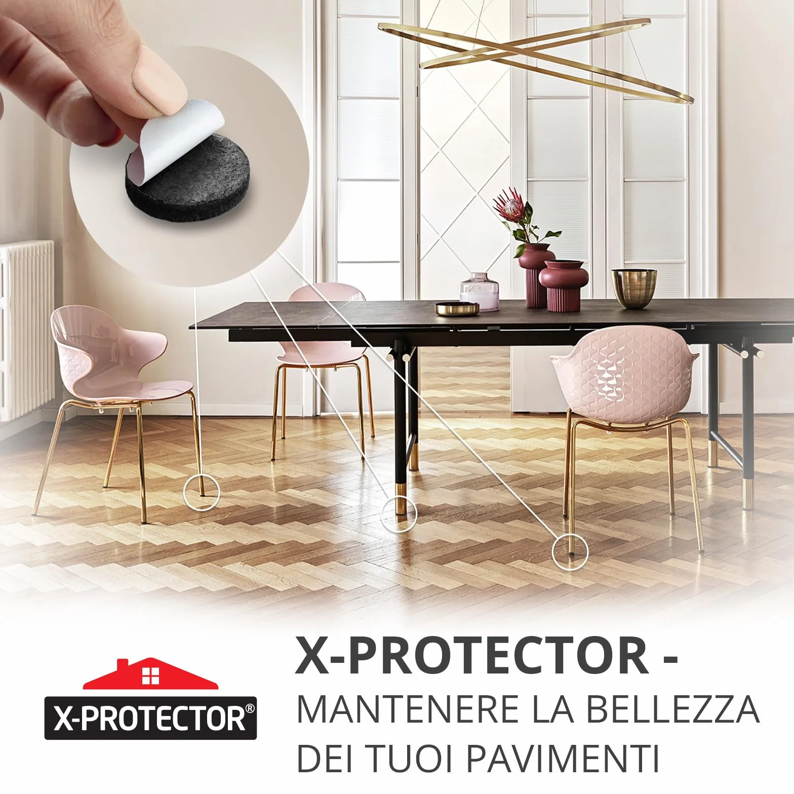 Feltrini adesivi X-PROTECTOR 8 pezzi 15 x 11 cm Nero kit