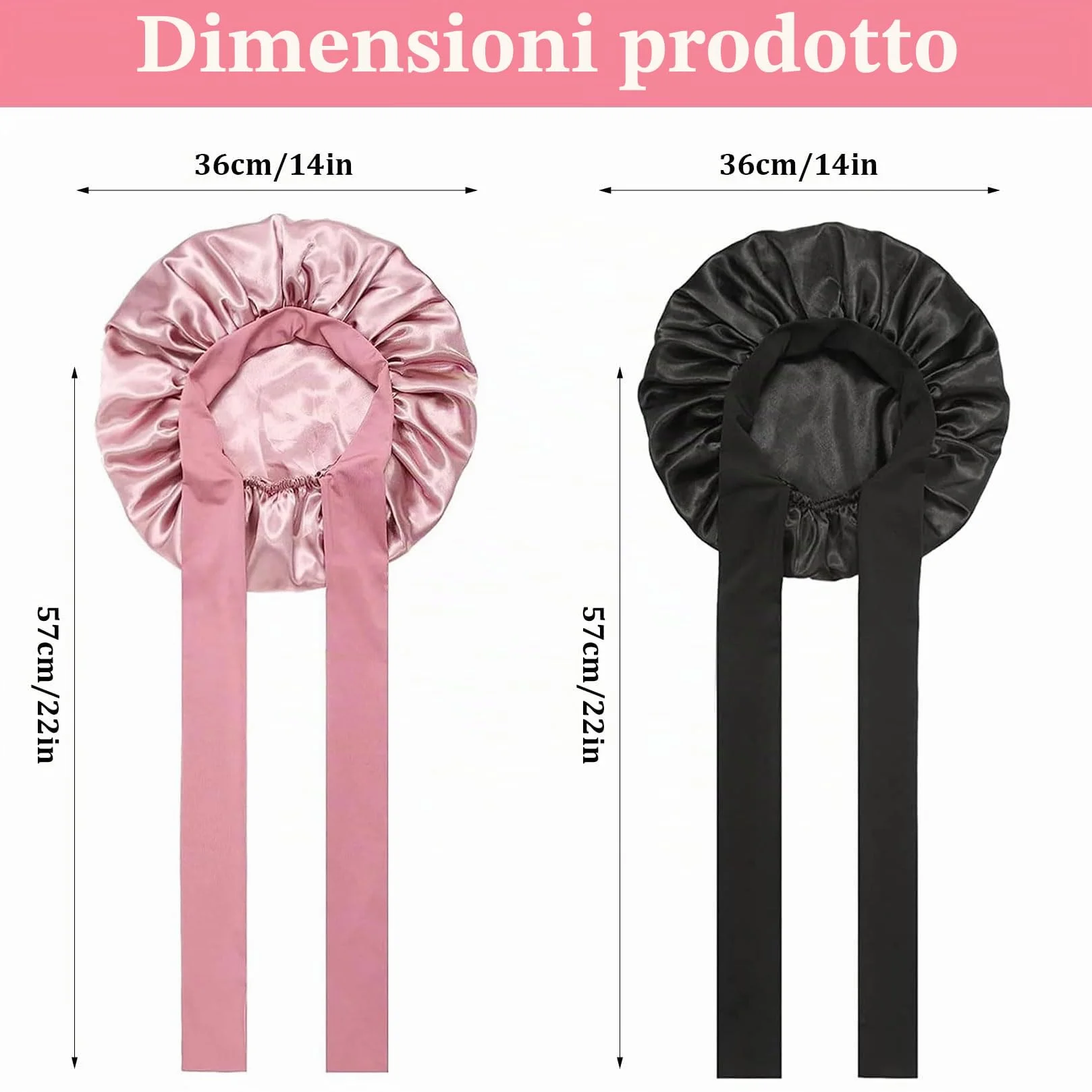2 Pz Cuffia Seta Capelli Notte Ricci, Silk Bonnet Seta per Capelli Ricci, Cuffia in Setas per Dormire, Cuffie per Dormire Capello Lunghi Corti, Cuffietta in Raso per Notte+ 2 Elastici per Capellio