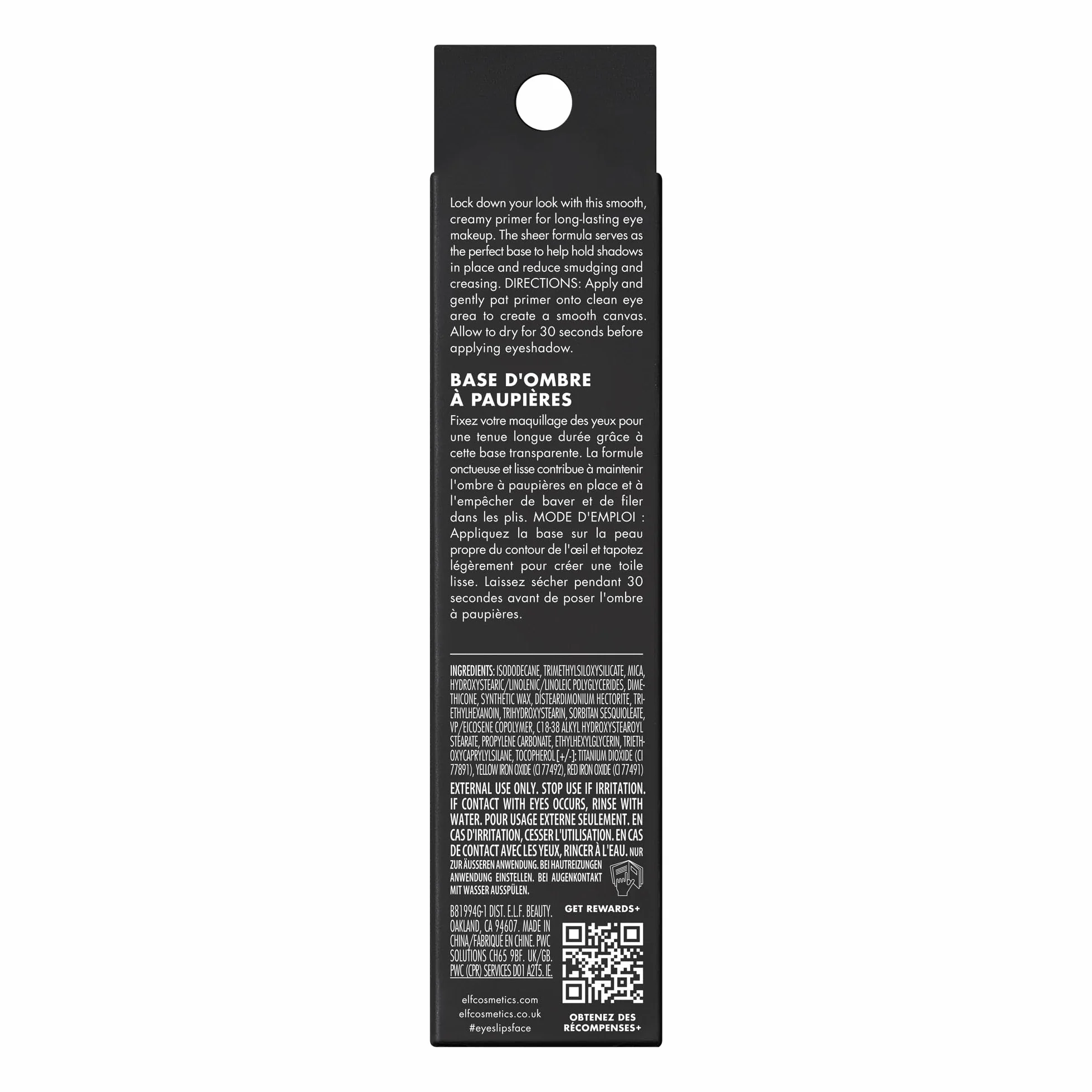 e.l.f. Lock It Down Eyeshadow Primer, primer cremoso e vellutato per ombretto a lunga tenuta, intensifica il colore liquido e in polvere, prodotto vegano e non testato sugli animali