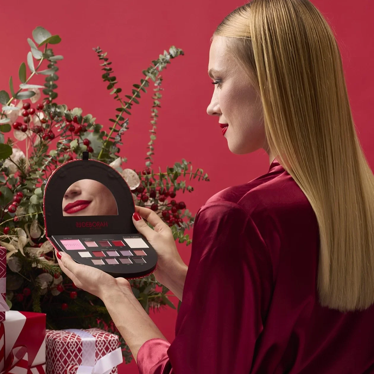 Deborah Milano - Trousse Set Regalo Donna Make Up Beauty Gift n.1 Mini Toni Caldi, Include Palette di Ombretti, Gloss, Rossetti e Polveri Viso dai diversi Finish e Colori, in Carta FSC