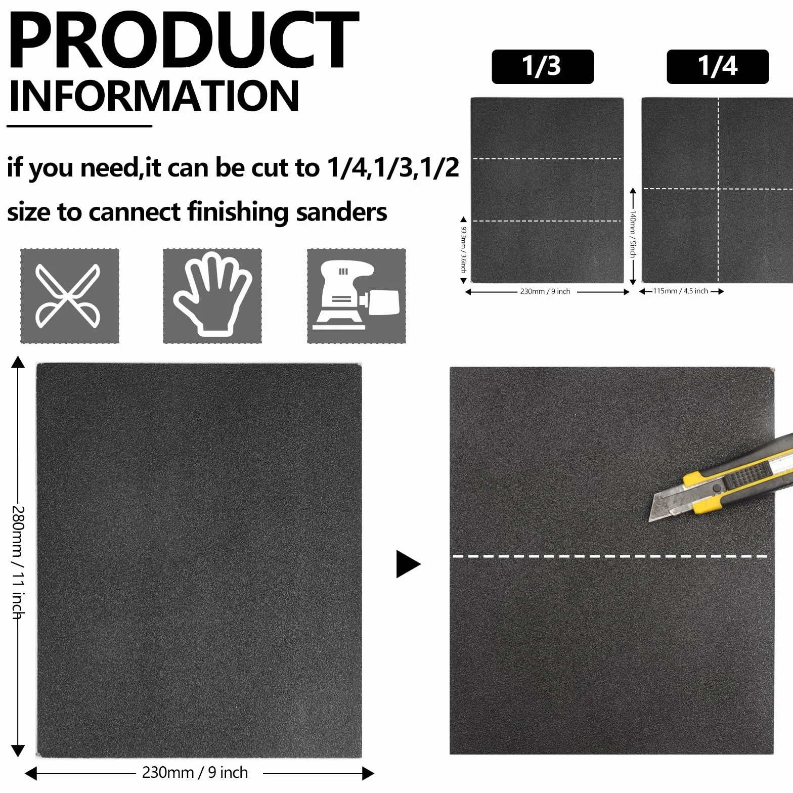 Carta Abrasiva Impermeabile 230x280mm Grane 120-2000 Carburo di Silicio Levigatura a Secco e Umido 18 Pezzi