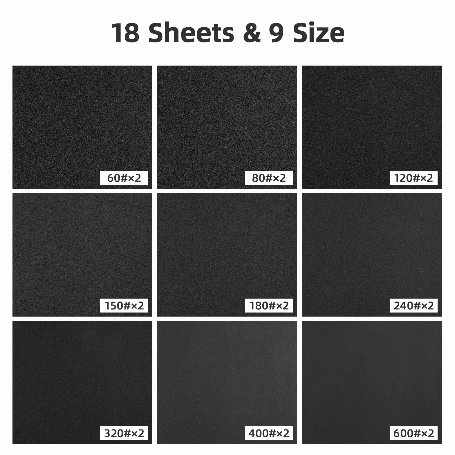 Carehabi Set di carta vetrata 60-600 carta abrasiva bagnata e asciutta 23 x 28 cm 18 pezzi