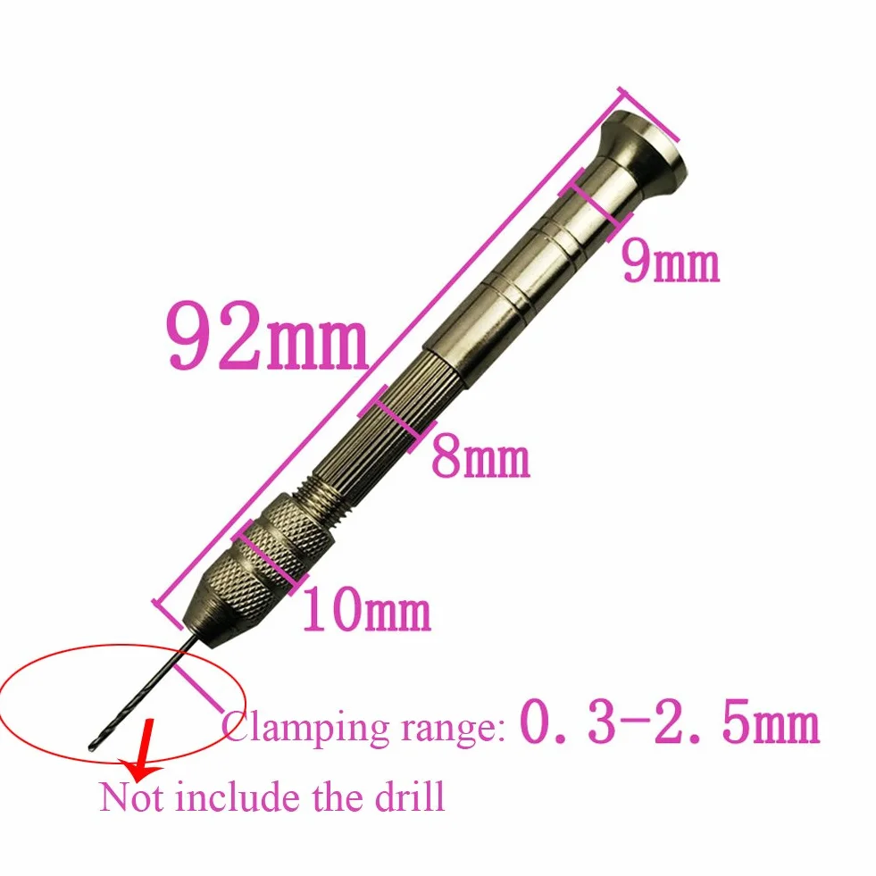 Trapano a mano in alluminio 0.3-2.5mm per legno noce olivo plastica