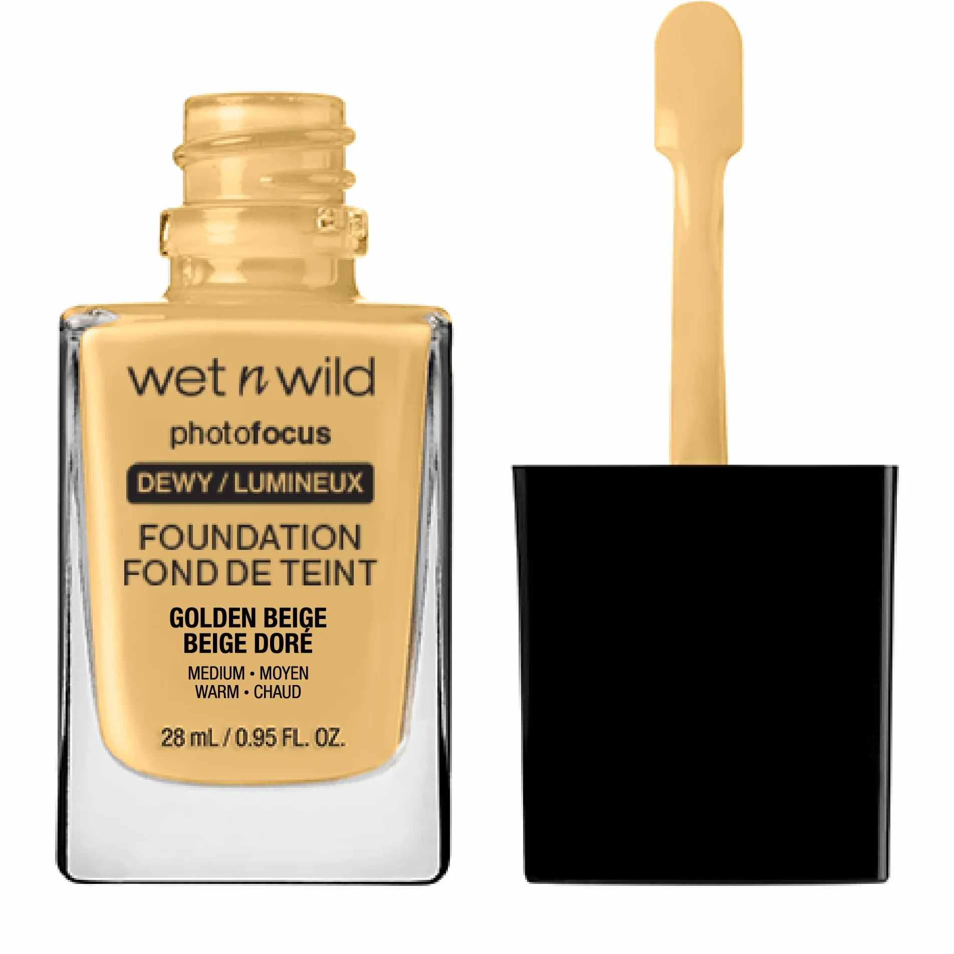 Wet n Wild - Photo Focus Foundation DEWY - Fondotinta Beige Dorato Idratante dalla Performance Elevata - Copre le Imperfezioni, Ideale per Pelli da Normali a Secche - Vegan - Golden Beige