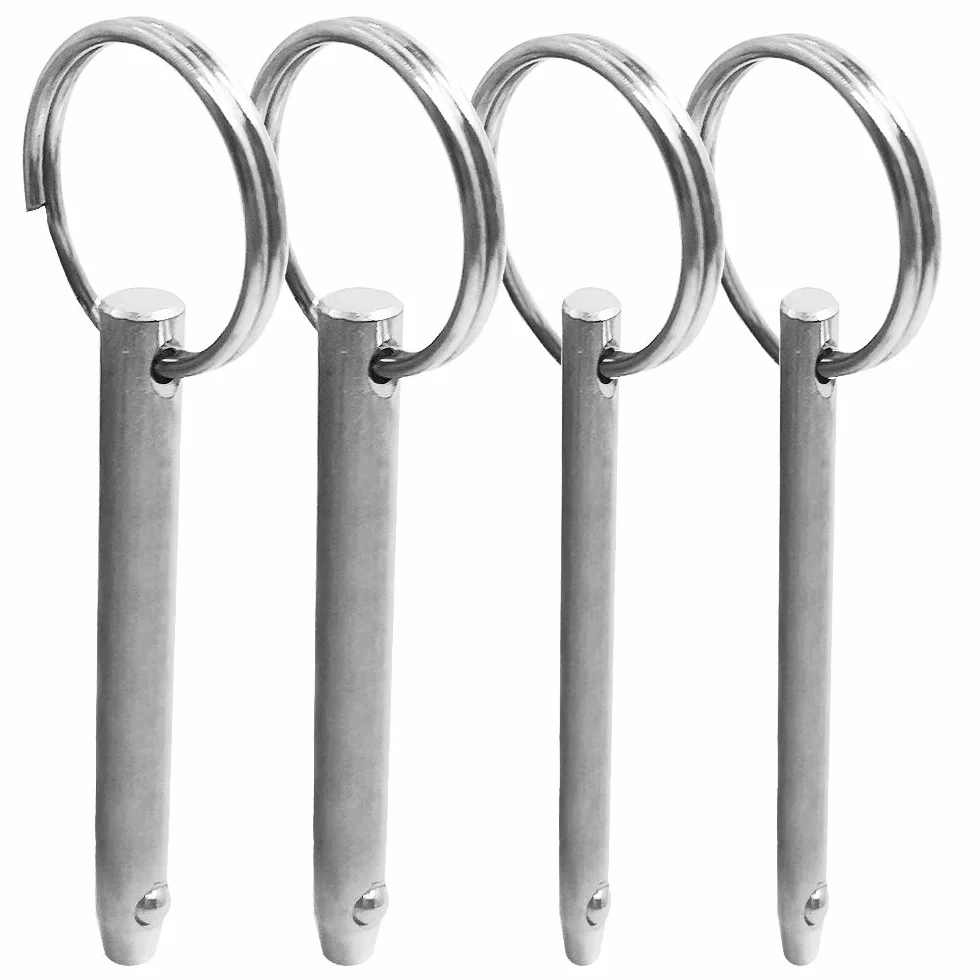 Set di 4 perni a sgancio rapido 8 mm 6,3 mm 76 mm acciaio inox 316 per barche bimini