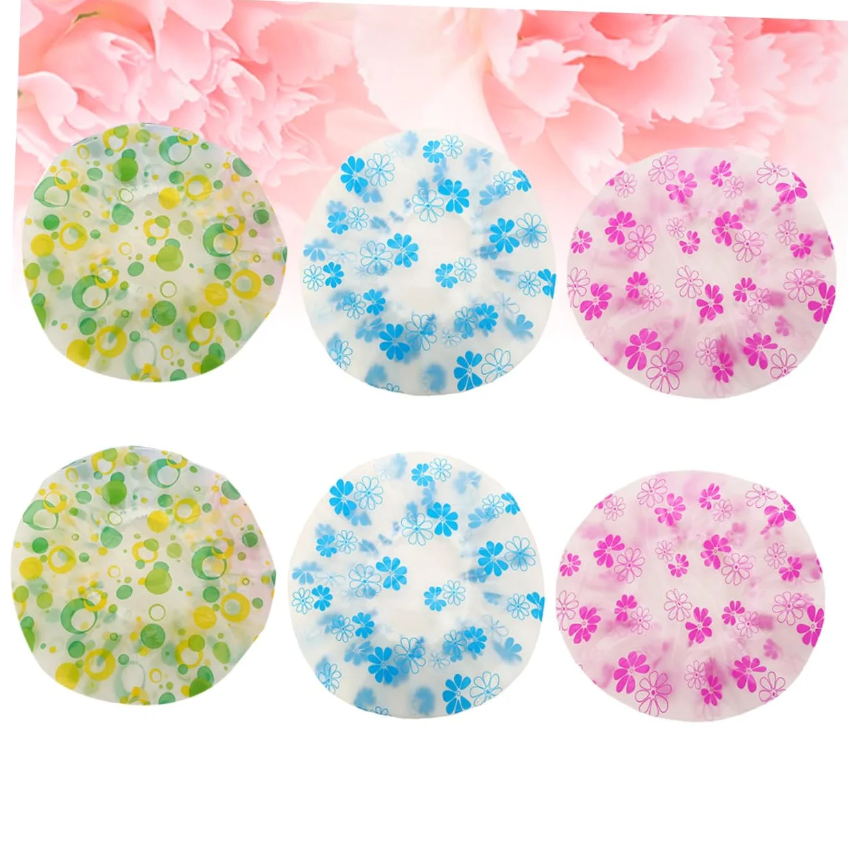 Didiseaon 20pezzi Cappelli Da Impermeabili Pe Design Stampato Cuffie Da Bagno Elastiche e Spesse Per Viaggi e Attività All Aperto Colori Misti