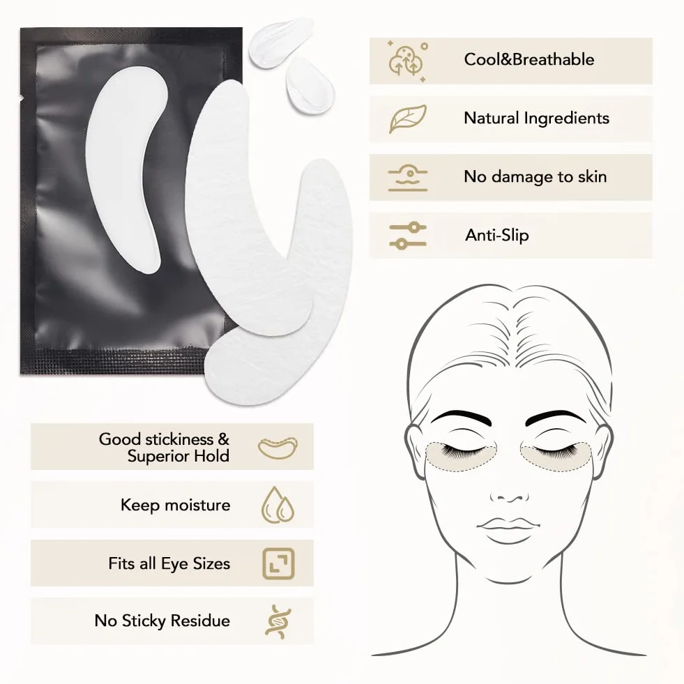50 paia Cerotti per Estensioni Ciglia Eyelash Pads Ciglia Pads Patch per Estensioni delle Ciglia Patch per Ciglia Eye Patches for Eyelash Extension(Willowleaves Black)