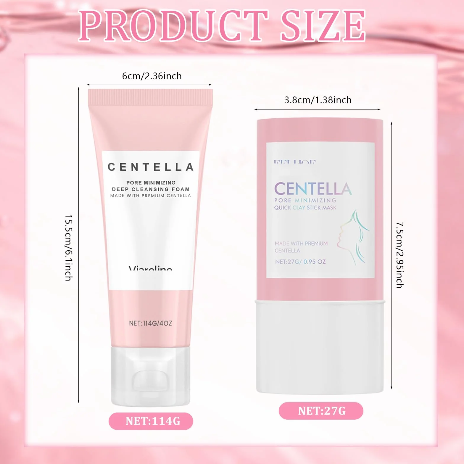 2 Pezzi Centella Detergente Viso + Maschera per Argilla, Kit Centella Asiatica, Madagascar CENtella Skincare, Riduce i Pori, Clay Stick CEntella Ampoule Foam, Adatto a Tutti i Tipi di Pelle