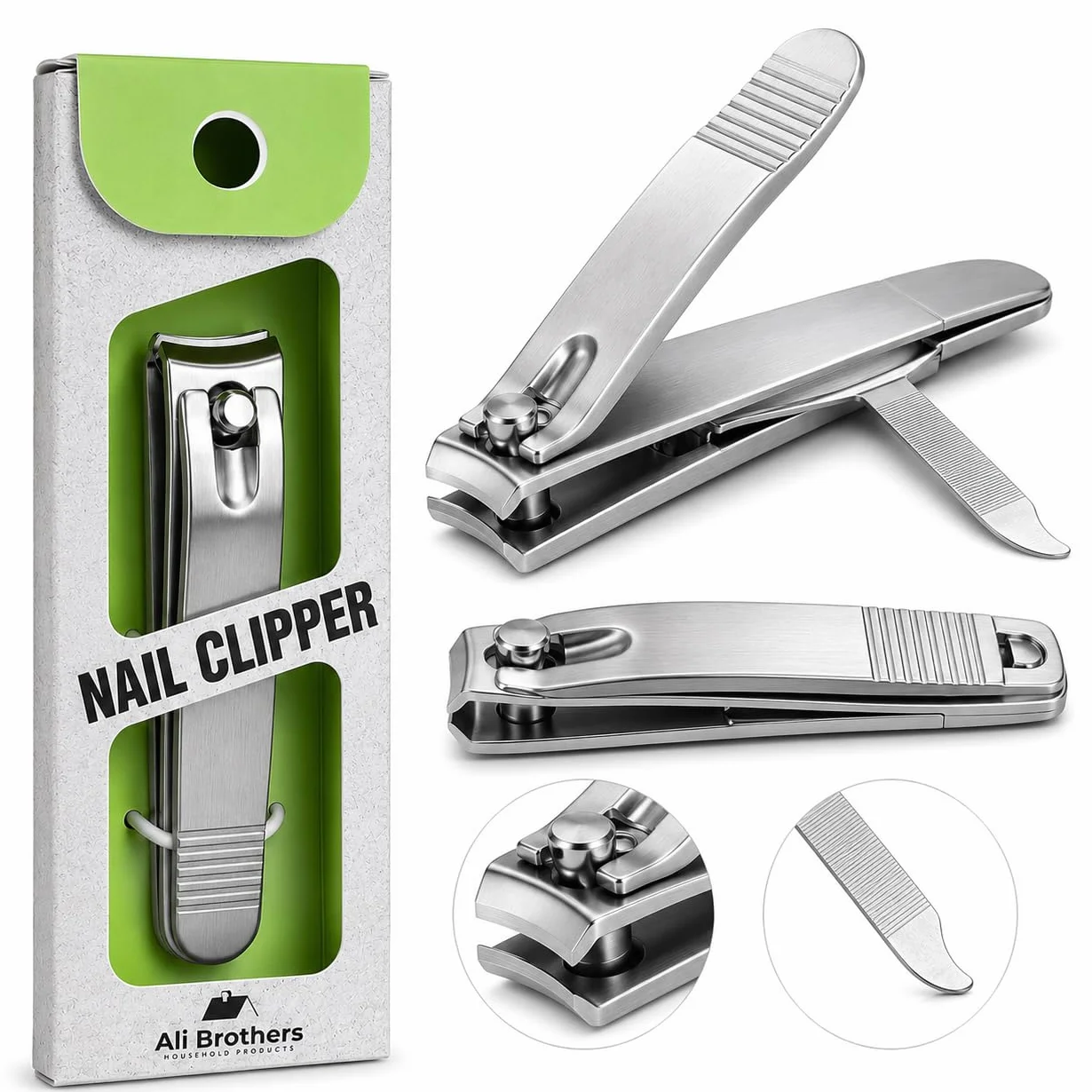 Tagliaunghie Professionale in Acciaio Inox- con lime per unghie integrate, tagliaunghia in acciaio inossidabile resistente per unghie spesse, affilato per uomini e donne
