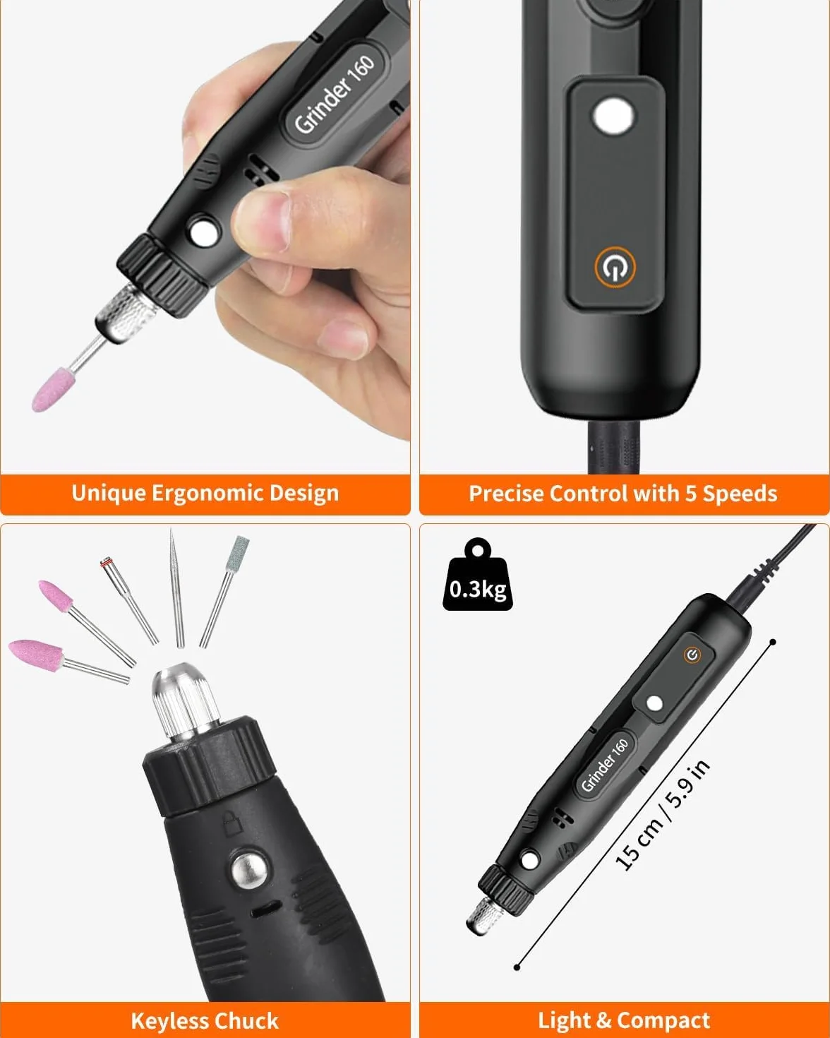 Utensile Rotante Multifunzione 104 Accessori 5 Velocità Variabile 5000-18000 RPM Mini Trapano Elettrico Smerigliatrice per Incisione Taglio Foratura Lucidatura