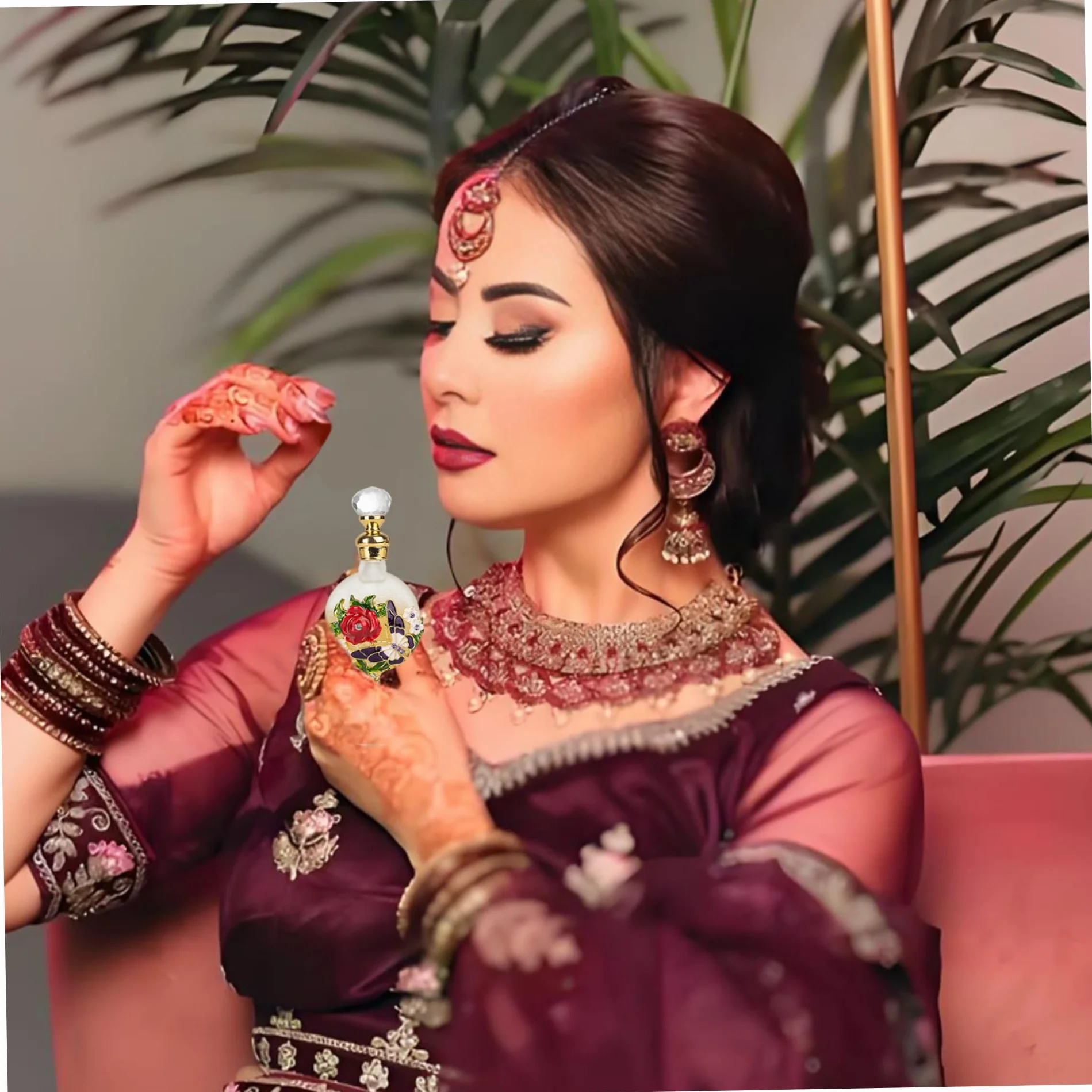 Olio di profumo arabo 12ml Strass di lusso Profumo di rosa Dubai per le donne Fragranza di olio essenziale di lunga durata arabo