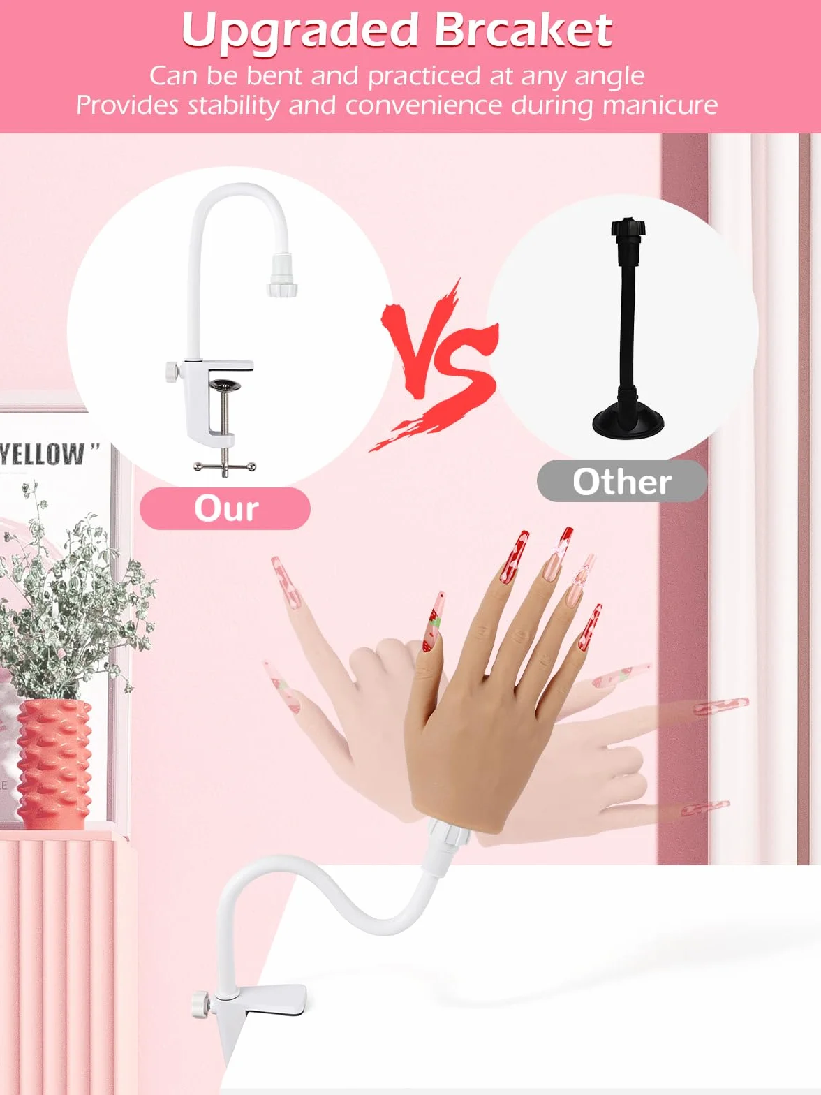 Mano Finta per Ricostruzione Unghie: Silicone Mano Pratica Unghie | Flessibile Mano Finta per Unghie con 240 Pezzi 3XL Punte per Unghie per Principianti Salone Casa, Naturale