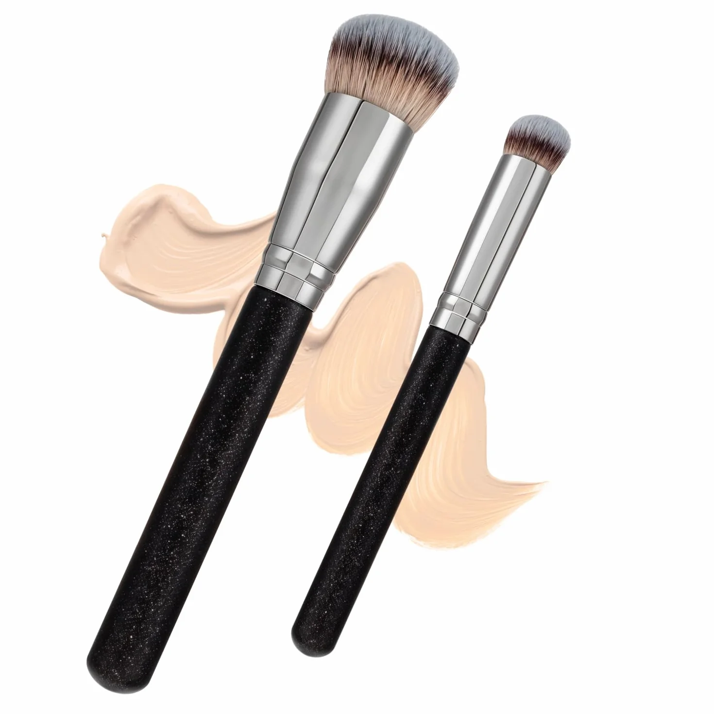 LAC FOR YOU Set 2 Pennelli Fondotinta & Correttore – Pennello Fondotinta Obliquo a Setole Dense e Pennello Correttore Precisione Occhiaie – Manico Cilindrico Ergonomico