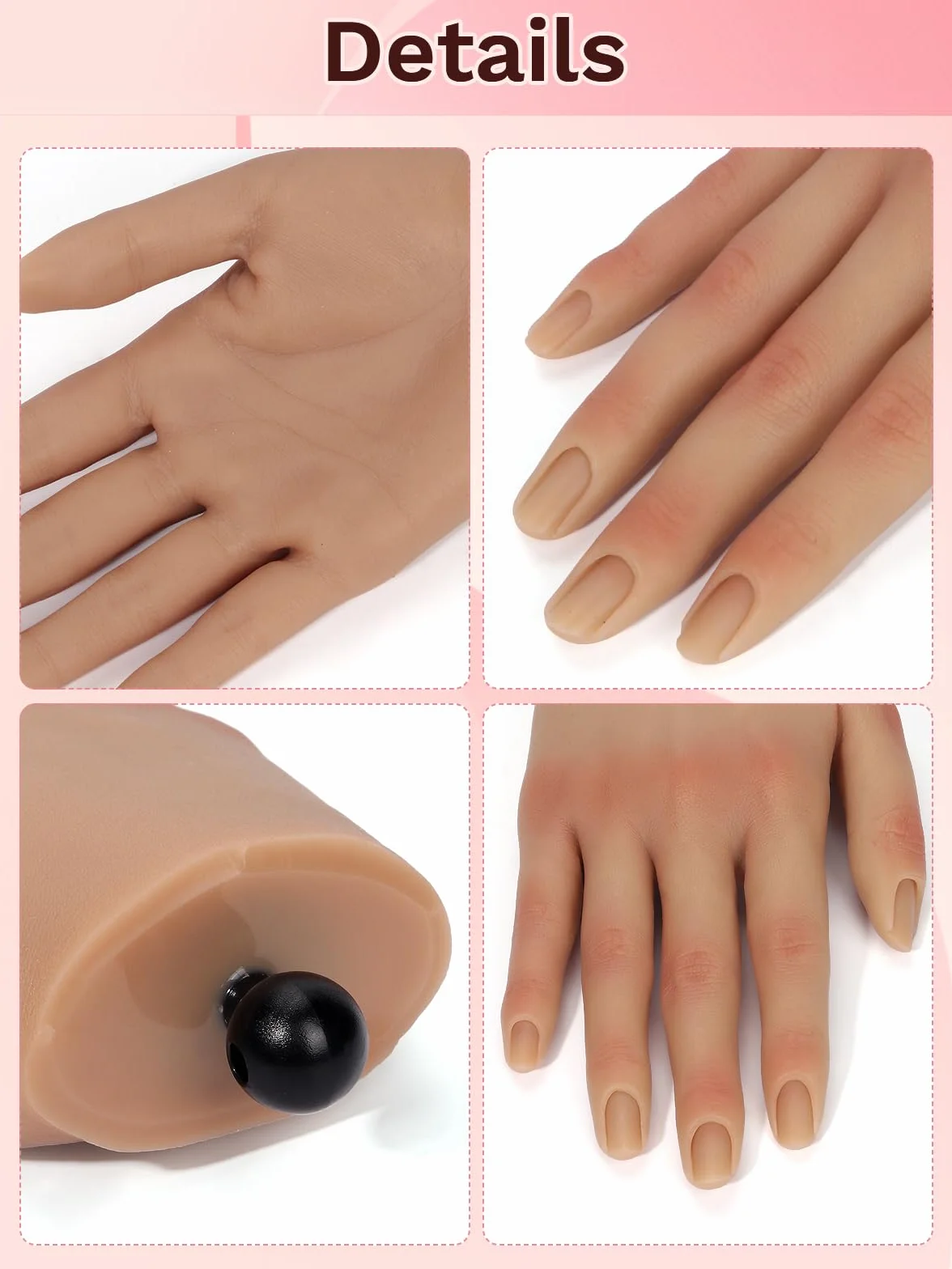 Mano Finta per Ricostruzione Unghie: Silicone Mano Pratica Unghie | Flessibile Mano Finta per Unghie con 240 Pezzi 3XL Punte per Unghie per Principianti Salone Casa, Naturale