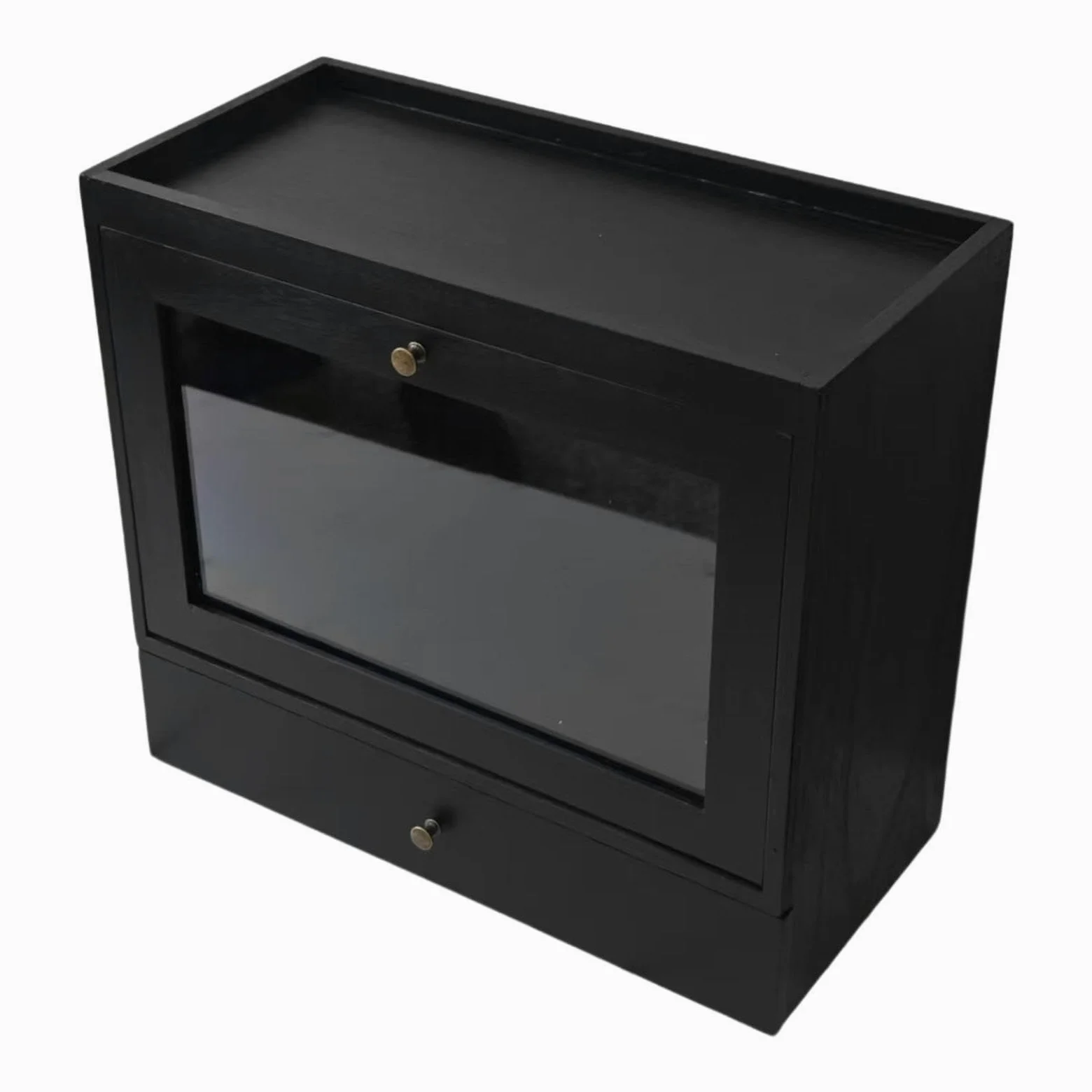 Organizer Cosmetici Contenitore Trucco Organizer Gioielli Moderna Legno con Pannello Acrilico per Camera Da Letto Bagno Regalo, Nero